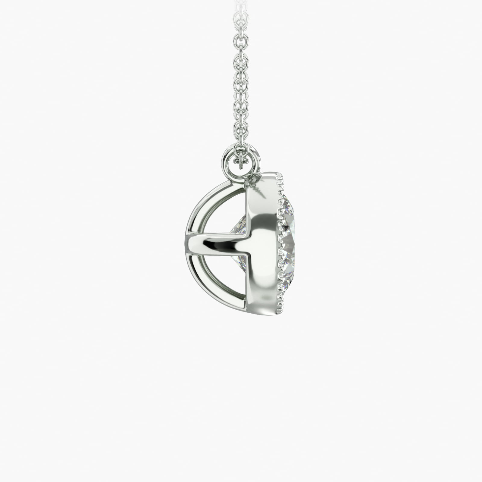 14K White Gold Milgrain Bezel Diamond Pendant (Mounting)