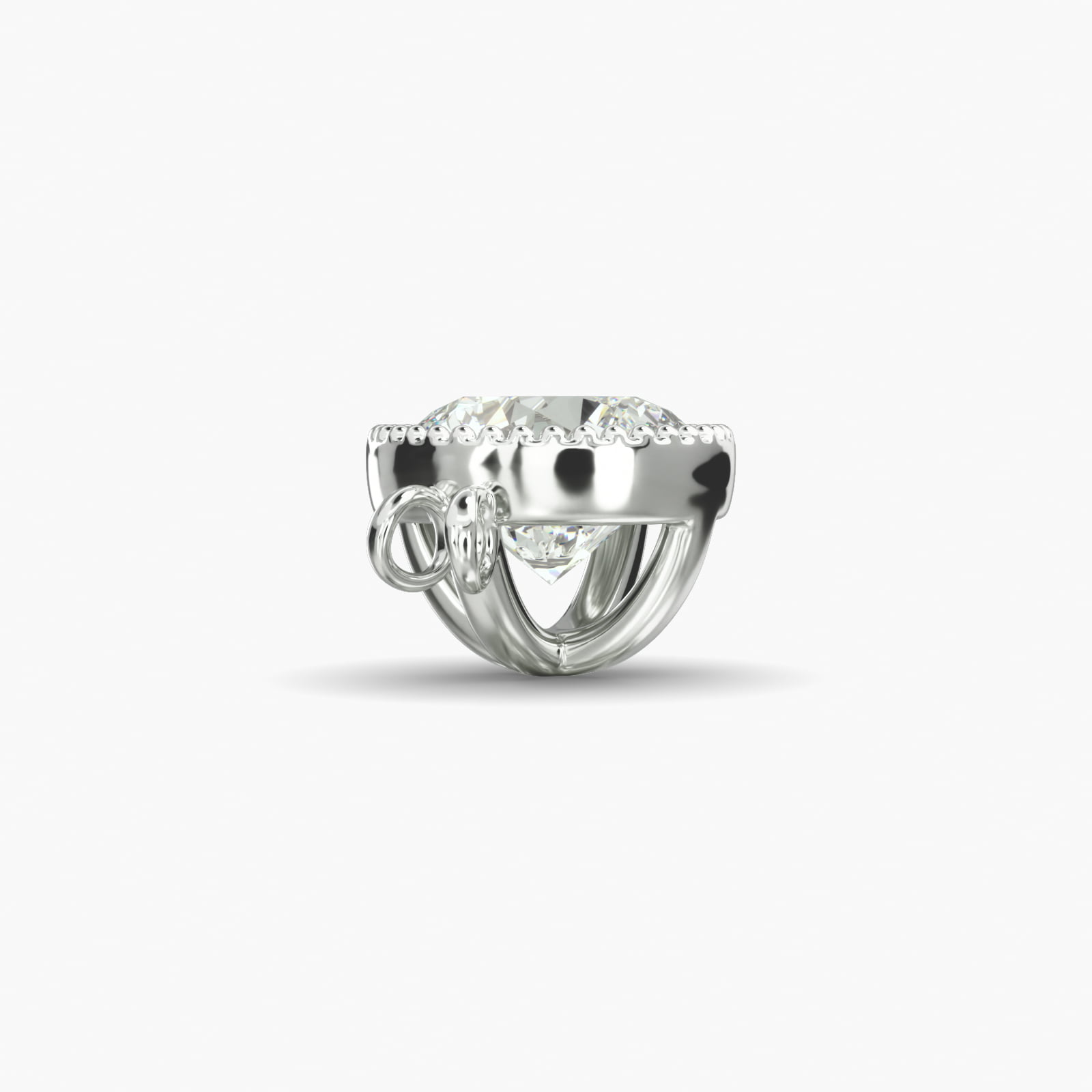 14K White Gold Milgrain Bezel Diamond Pendant (Mounting)
