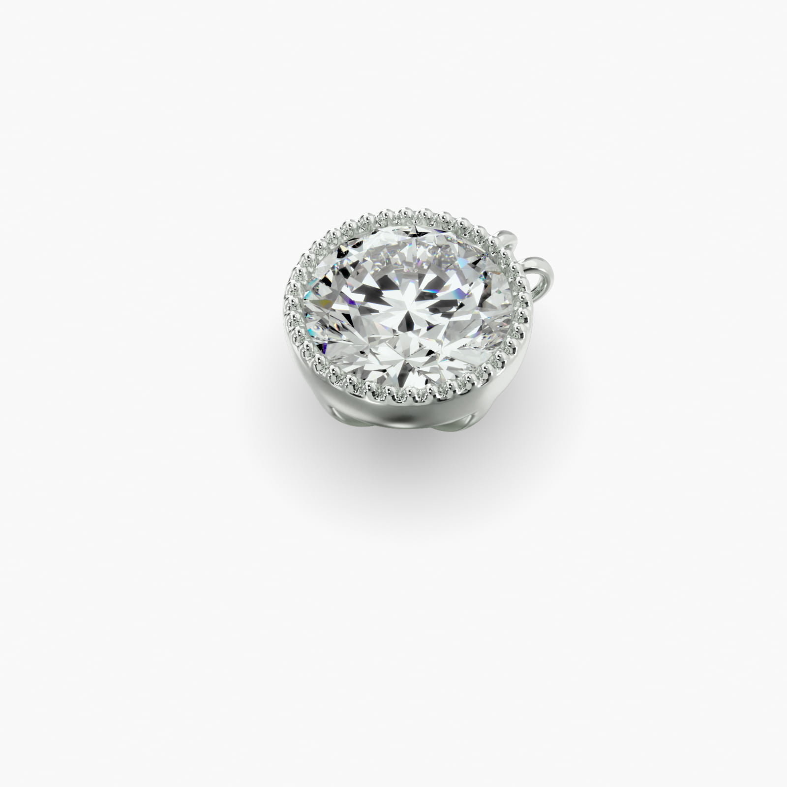 14K White Gold Milgrain Bezel Diamond Pendant (Mounting)