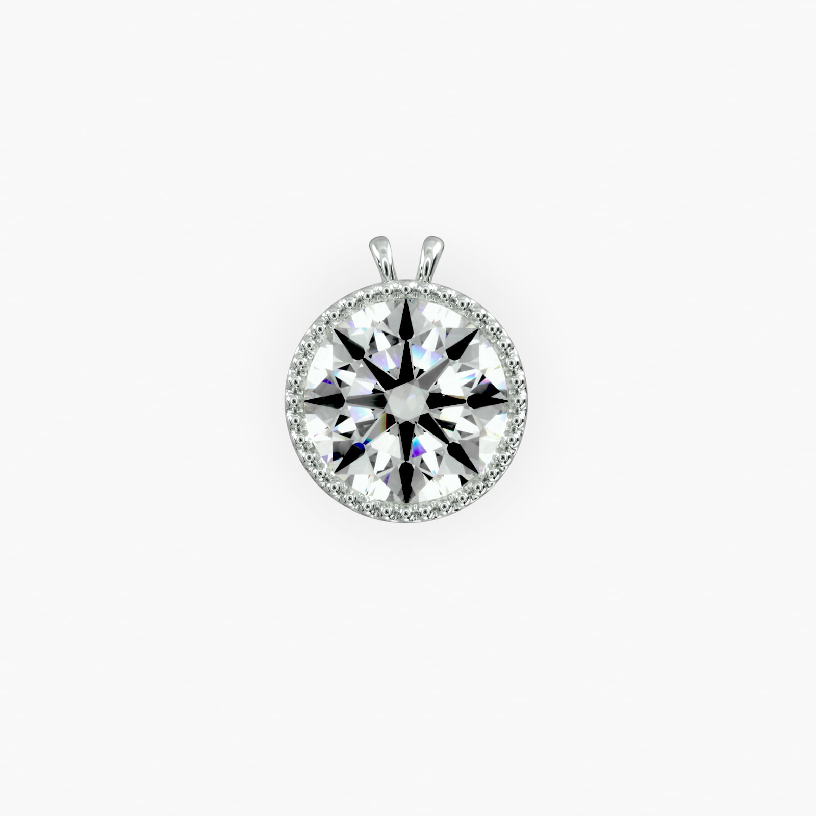 14K White Gold Milgrain Bezel Diamond Pendant (Mounting)