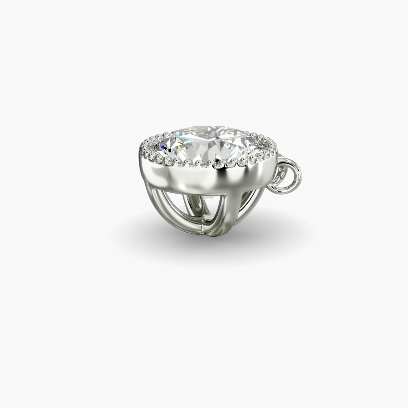 14K White Gold Milgrain Bezel Diamond Pendant (Mounting)
