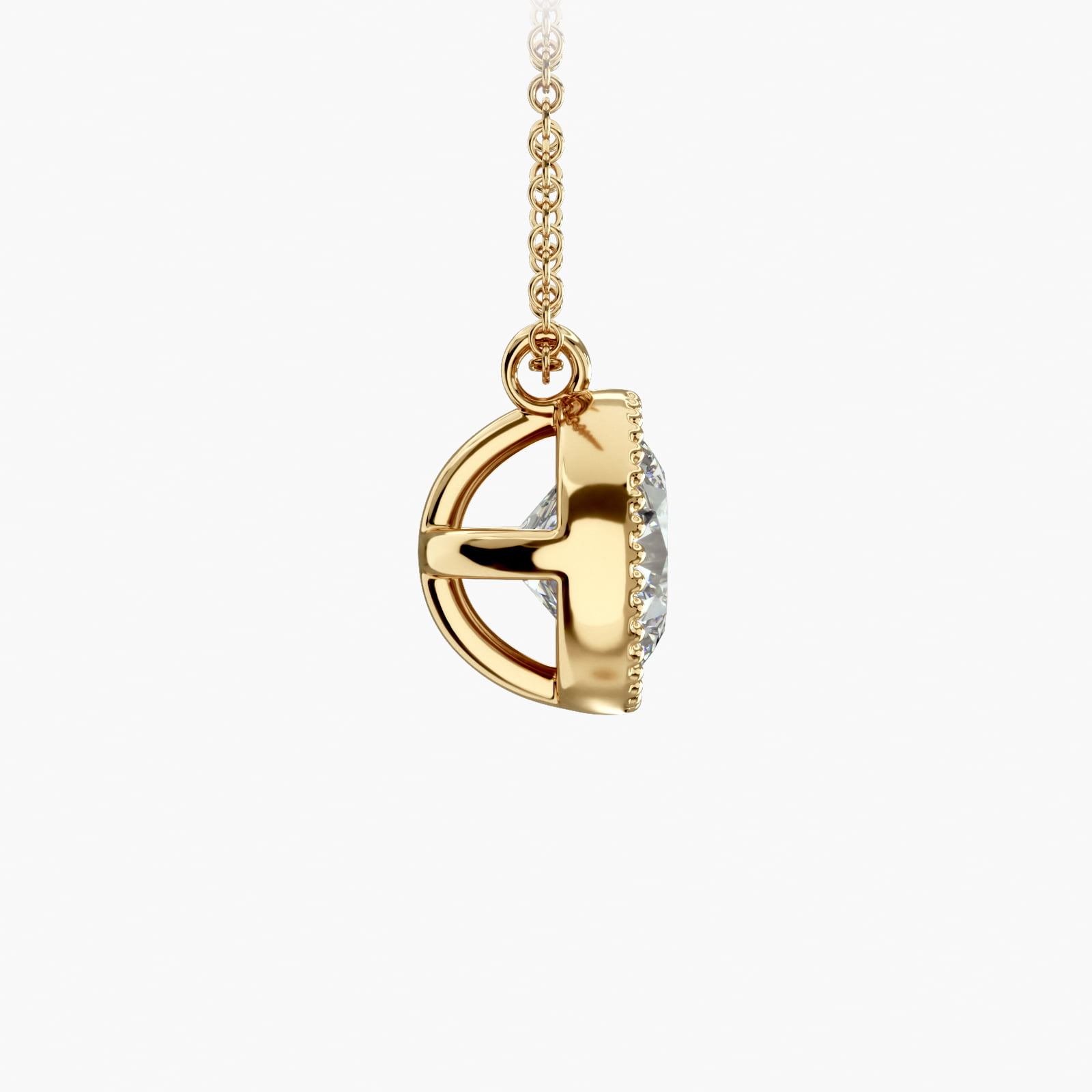 14K Yellow Gold Milgrain Bezel Diamond Pendant (Mounting)