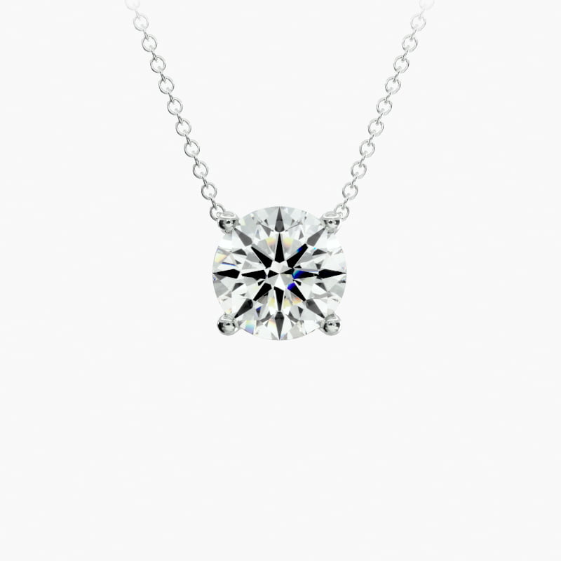 14K White Gold Four Prong Basket Solitaire Diamond Pendant (Mounting)