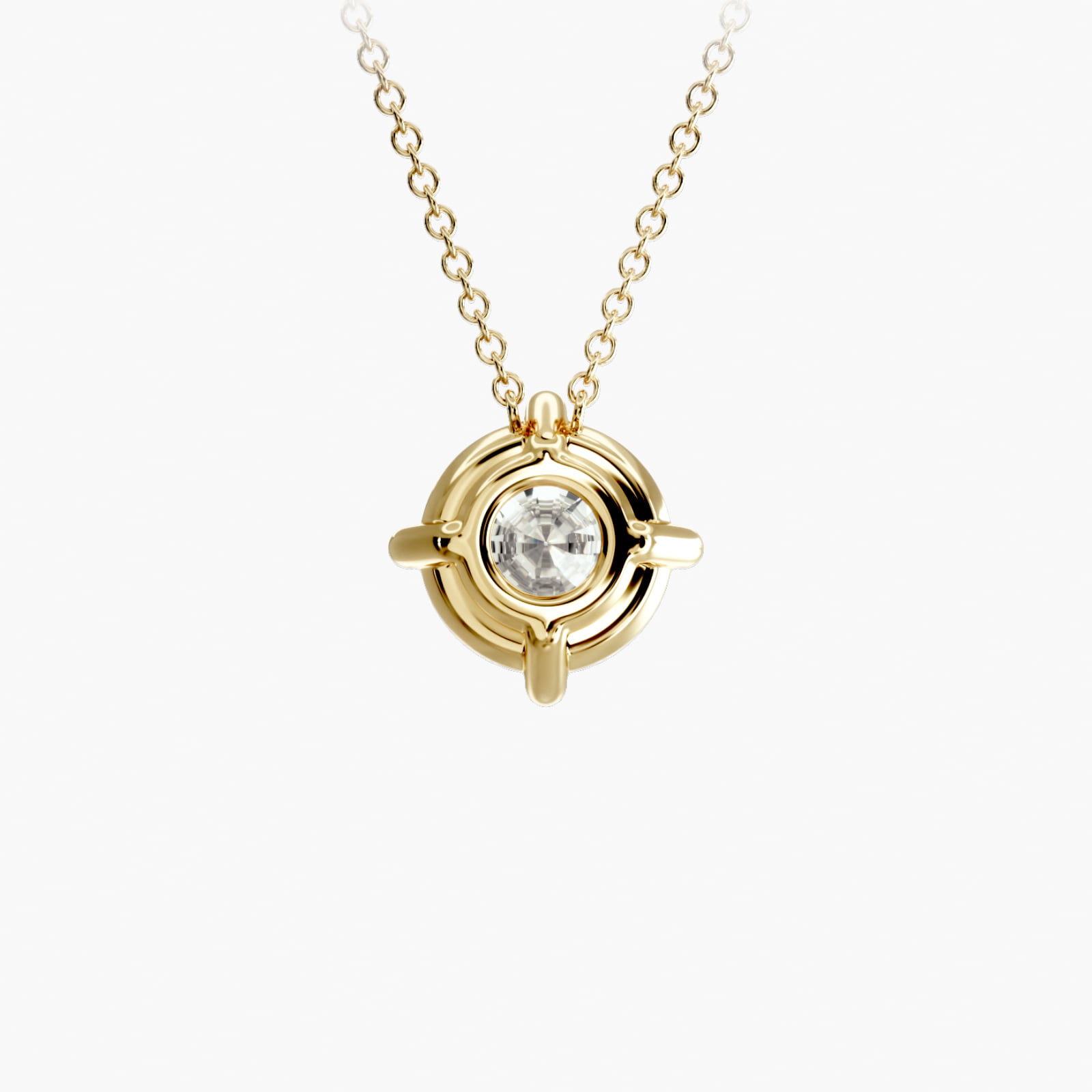 14K Yellow Gold Kite Set Solitaire Diamond Pendant (Mounting)