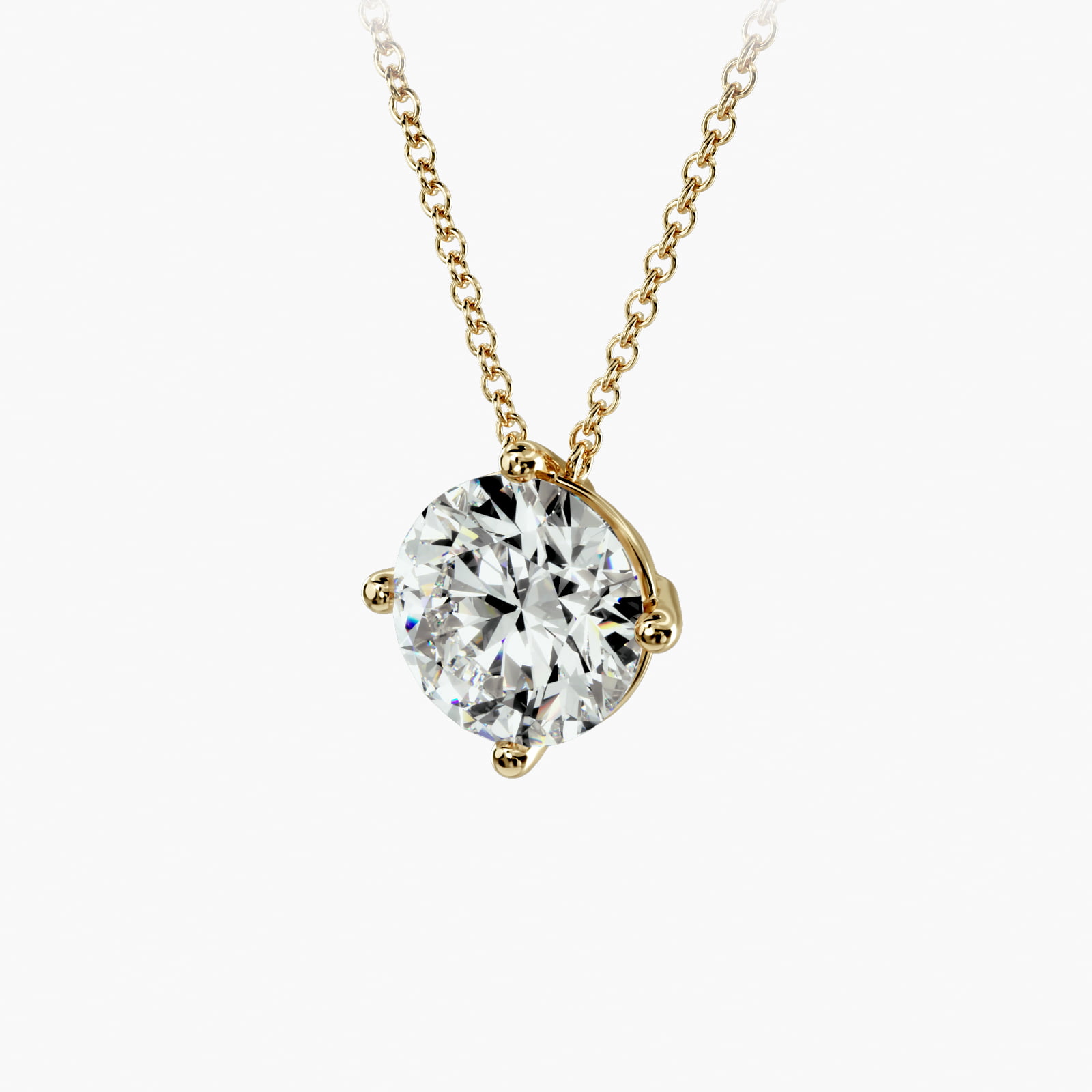 14K Yellow Gold Kite Set Solitaire Diamond Pendant (Mounting)