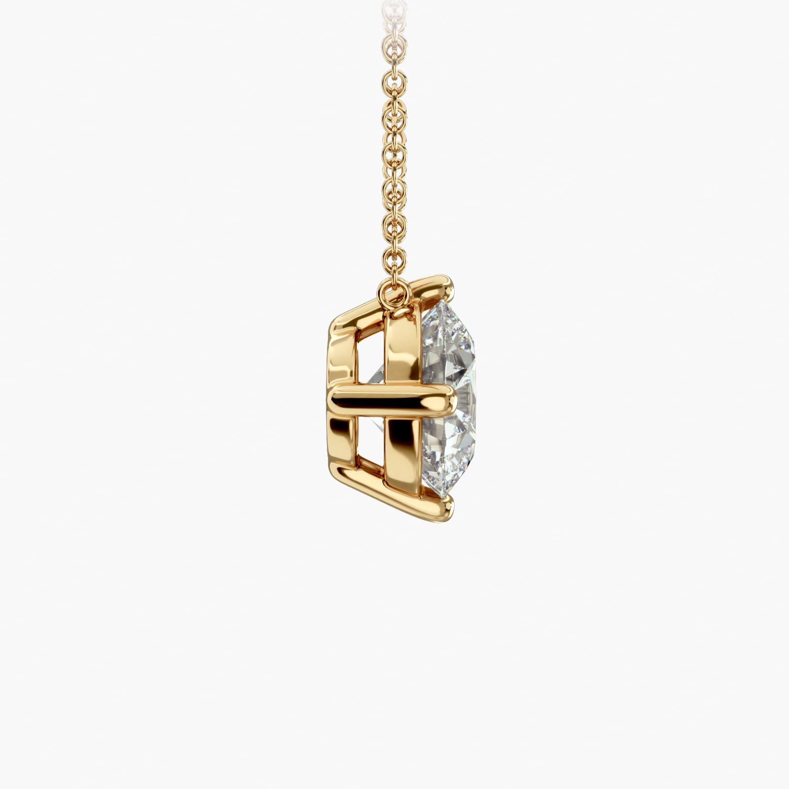 14K Yellow Gold Kite Set Solitaire Diamond Pendant (Mounting)