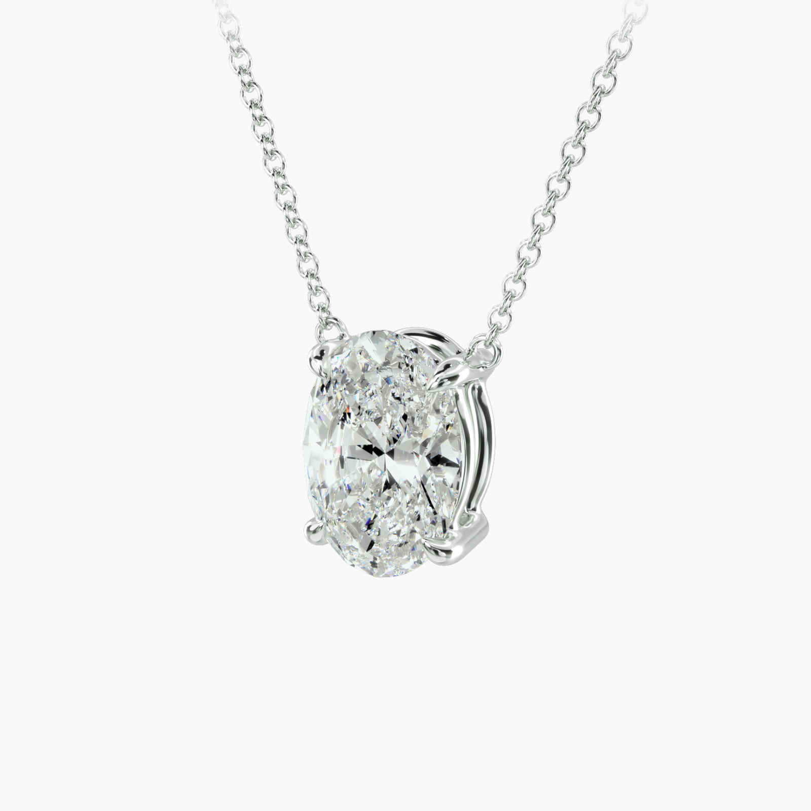 Platinum Oval Shape Diamond Solitaire Pendant (Mounting)