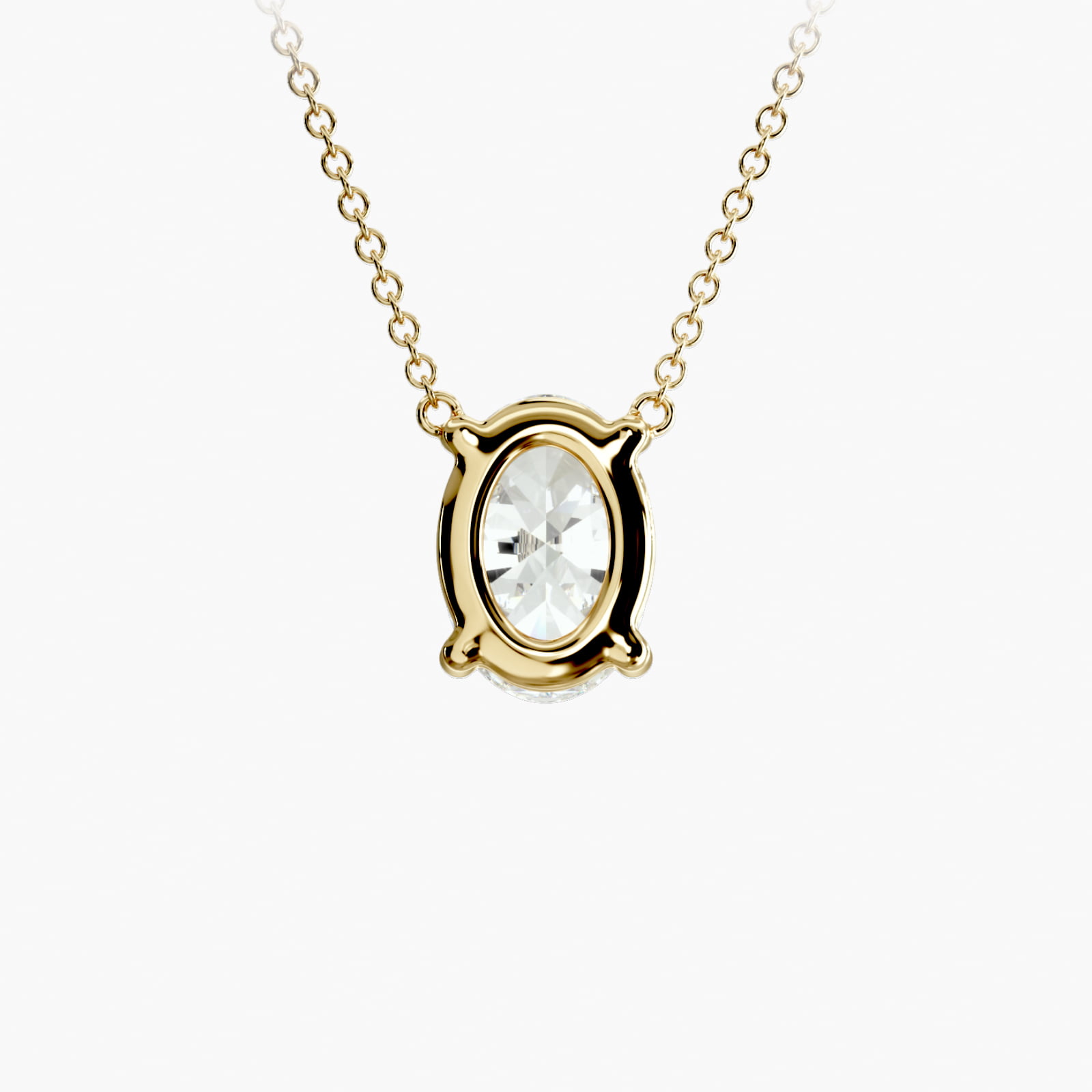 14K Yellow Gold Oval Shape Diamond Solitaire Pendant (Mounting)