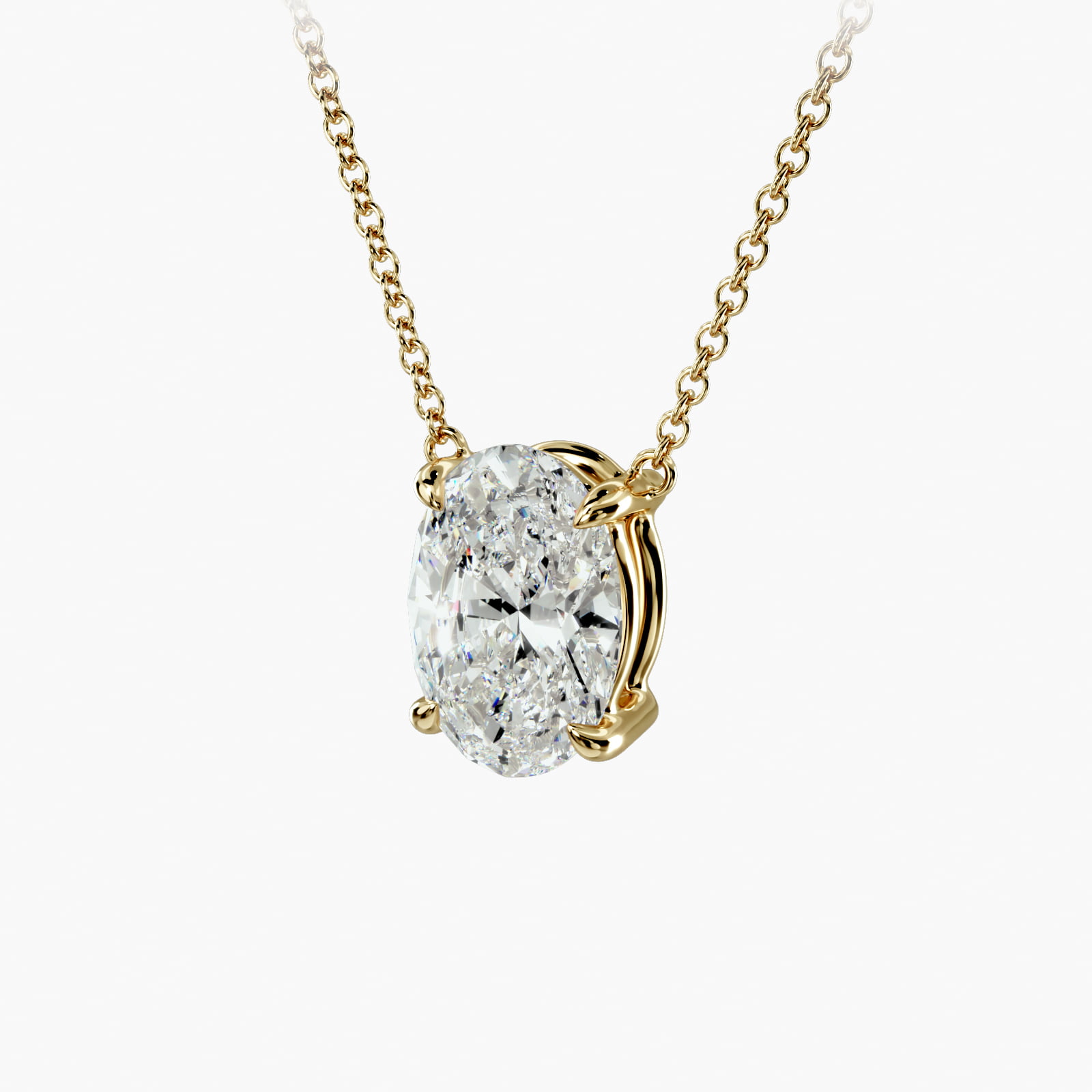 14K Yellow Gold Oval Shape Diamond Solitaire Pendant (Mounting)