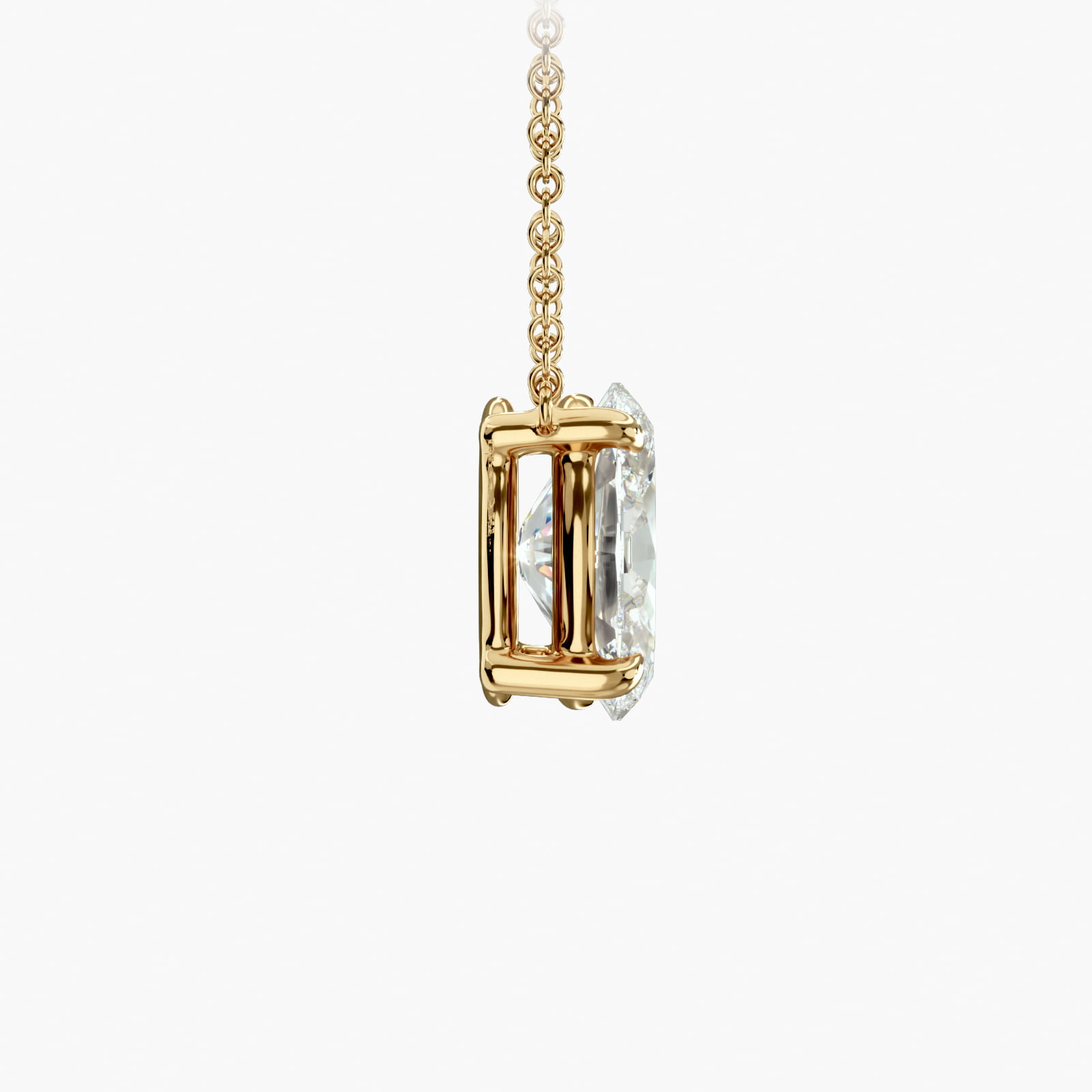 14K Yellow Gold Oval Shape Diamond Solitaire Pendant (Mounting)