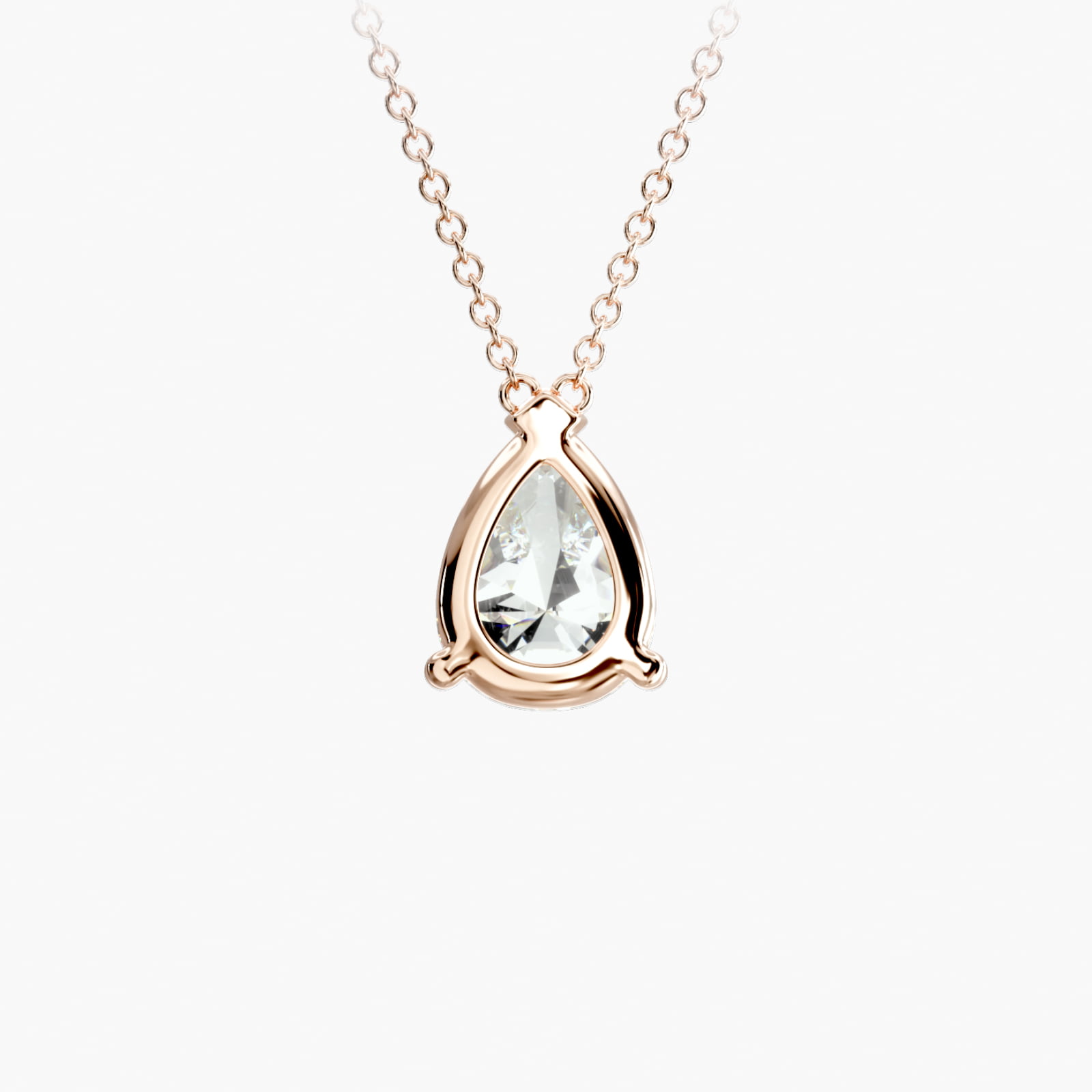 14K Rose Gold Point Up Pear Shape Diamond Solitaire Pendant (Mounting)