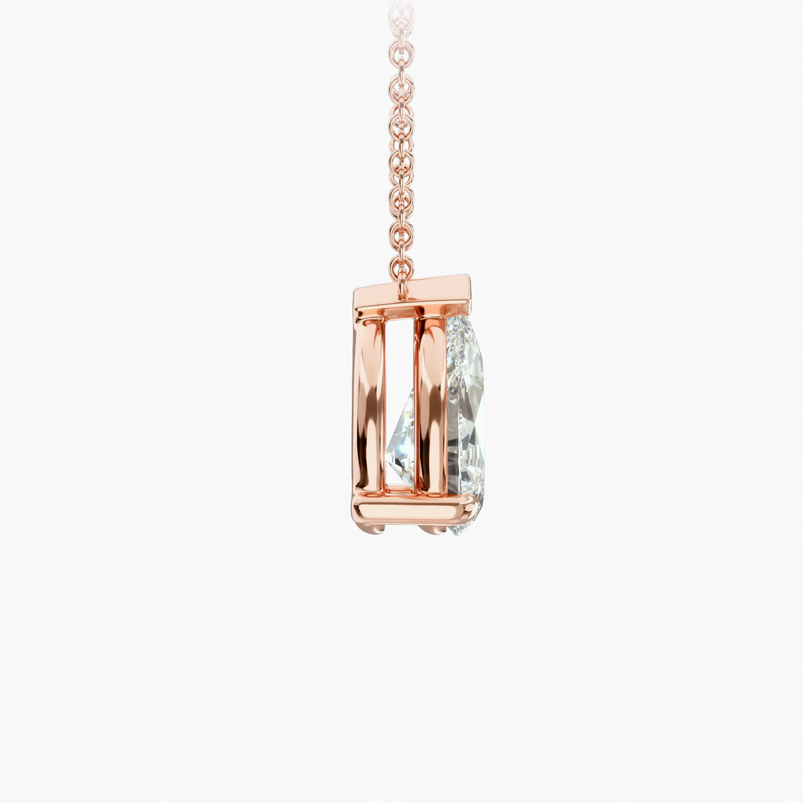 14K Rose Gold Point Up Pear Shape Diamond Solitaire Pendant (Mounting)