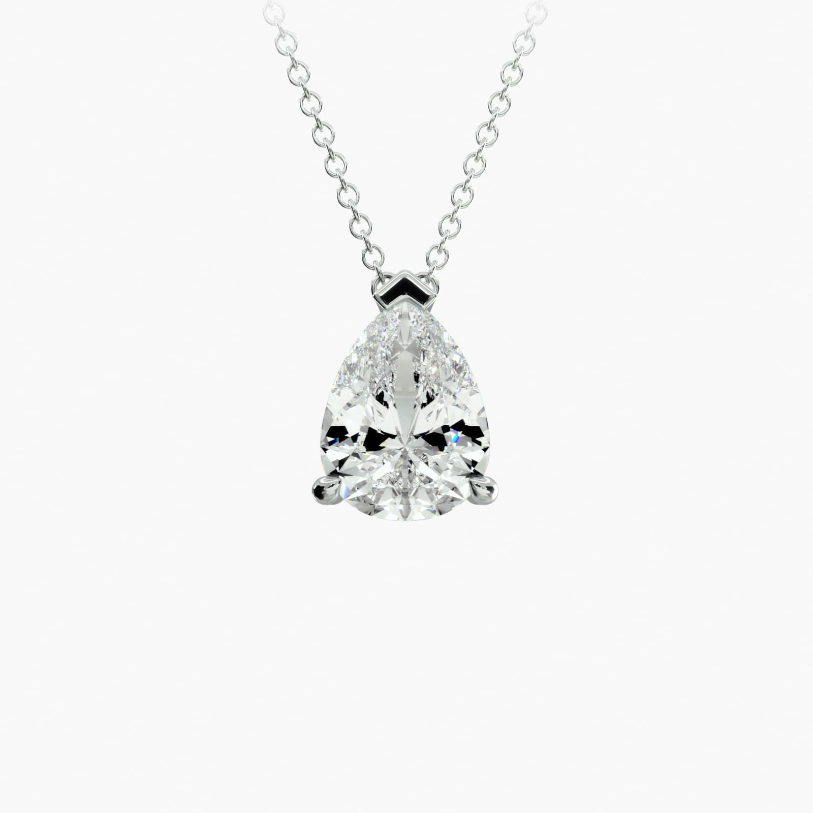 Platinum Point Up Pear Shape Diamond Solitaire Pendant (Mounting)