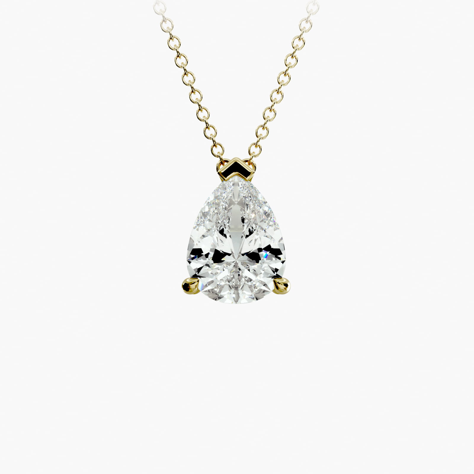 14K Yellow Gold Point Up Pear Shape Diamond Solitaire Pendant (Mounting)