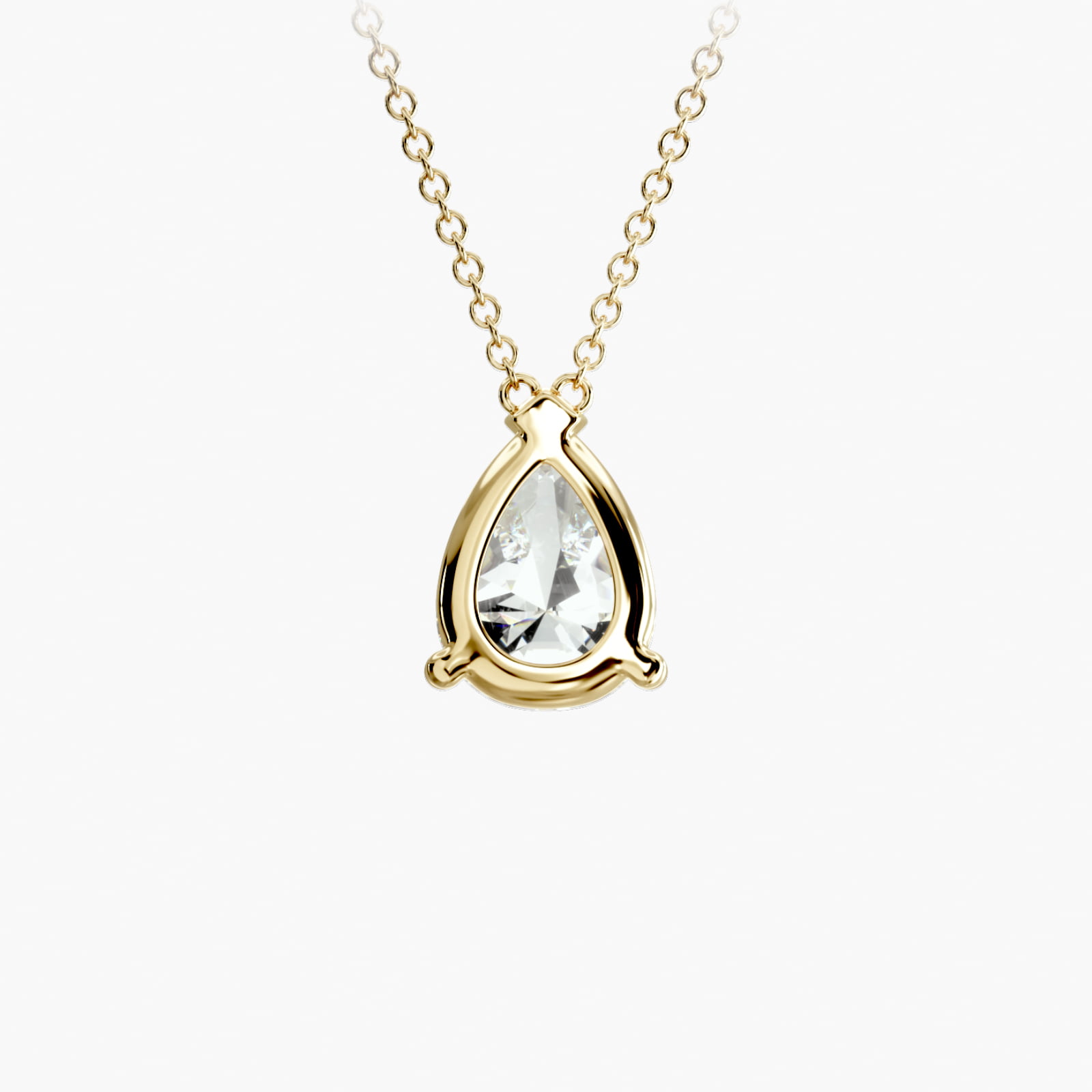 14K Yellow Gold Point Up Pear Shape Diamond Solitaire Pendant (Mounting)