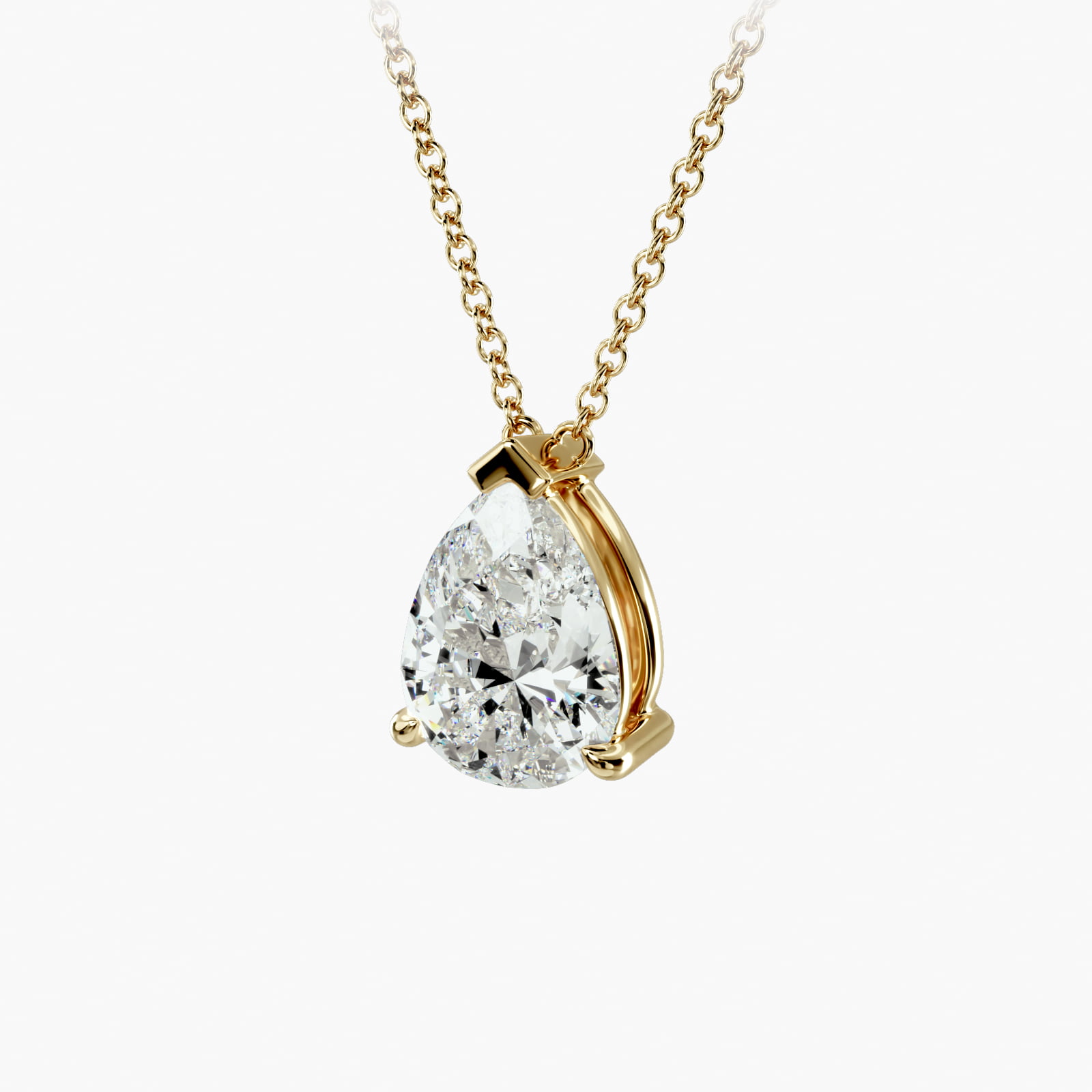 14K Yellow Gold Point Up Pear Shape Diamond Solitaire Pendant (Mounting)