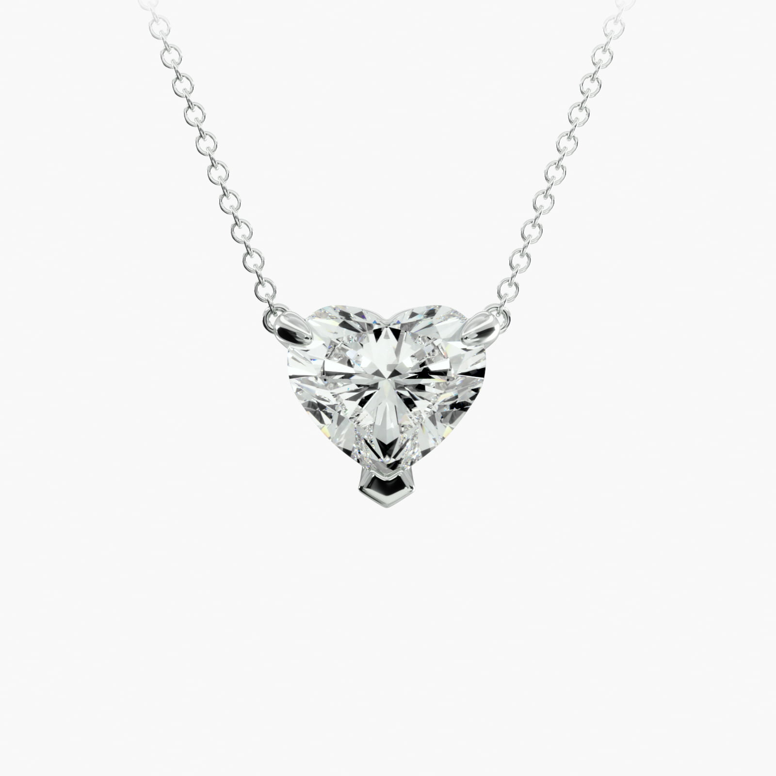 14K White Gold Heart Shape Diamond Solitaire Pendant (Mounting