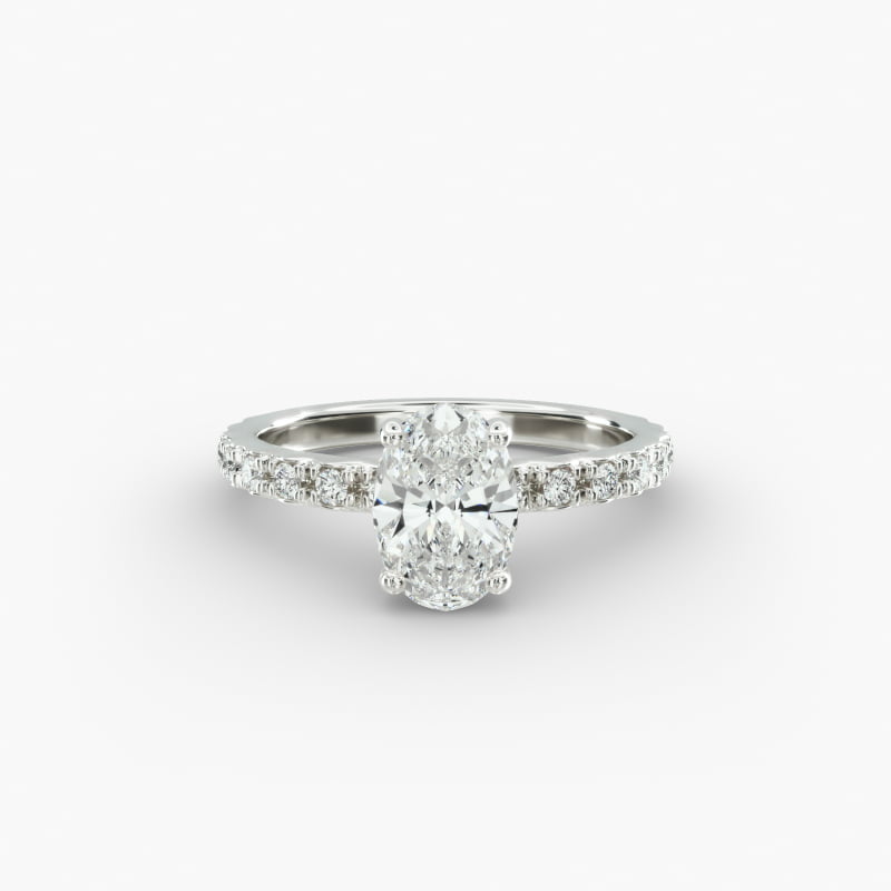 Oval Cut 1.5 CT Certified Lab-Grown Diamond French Cut Pavé Engagement Ring In Platinum