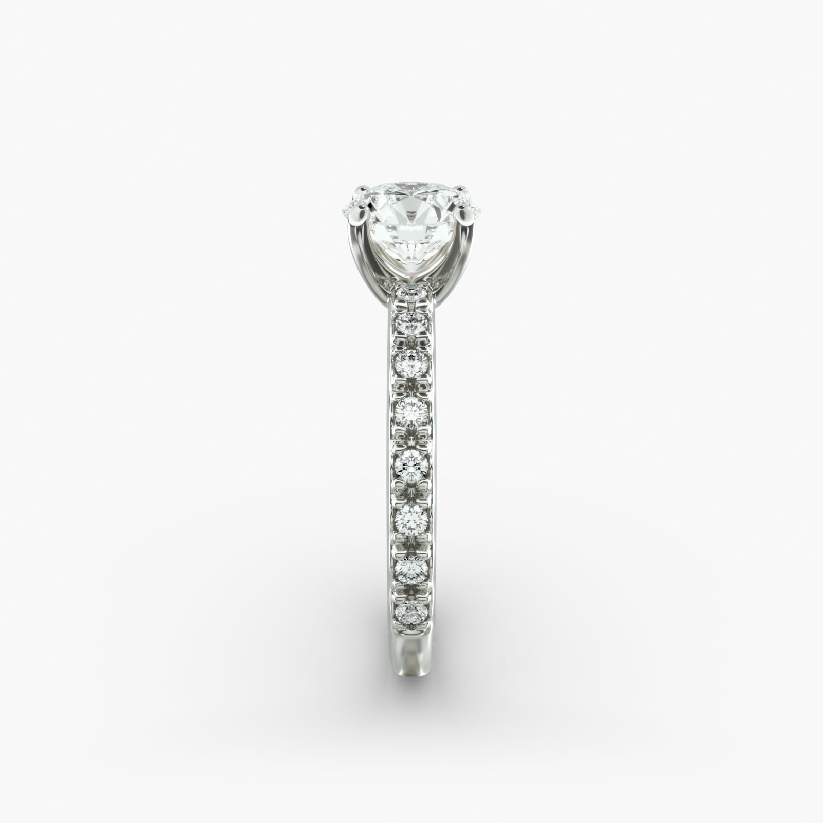 Round 1.5 CT Certified Lab-Grown Diamond French Cut Pavé Engagement Ring In Platinum