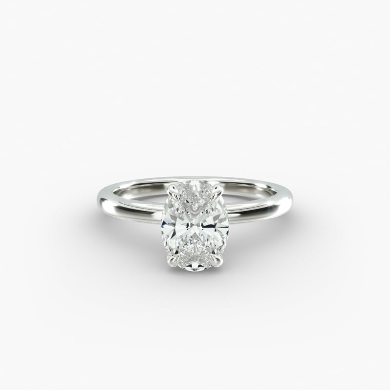 Oval Cut 1 CT Certified Lab-Grown Diamond Claw Prong Flush Fit Solitaire Engagement Ring In Platinum