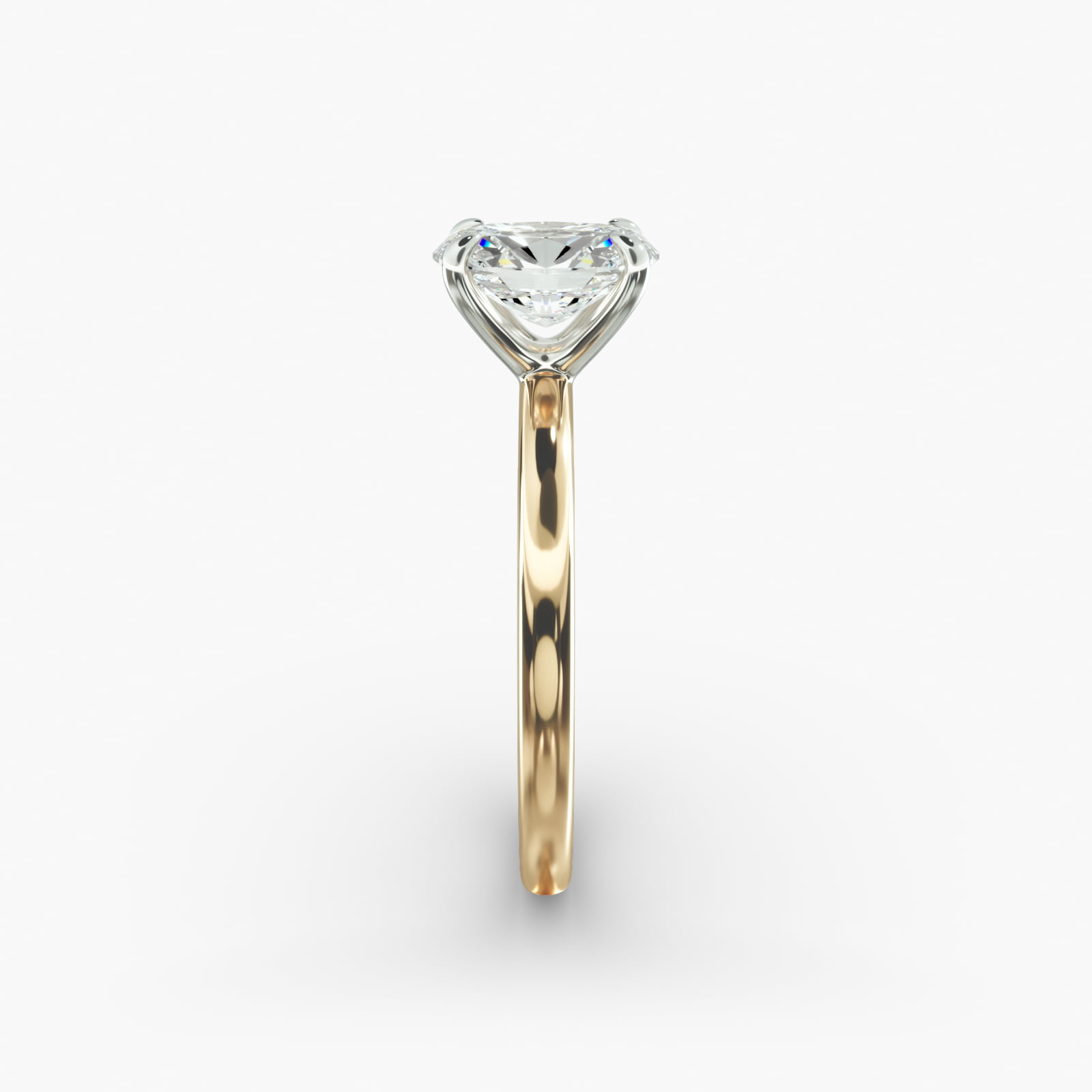 Oval Cut 1 CT Certified Lab-Grown Diamond Claw Prong Flush Fit Solitaire Engagement Ring In 14K Yellow Gold