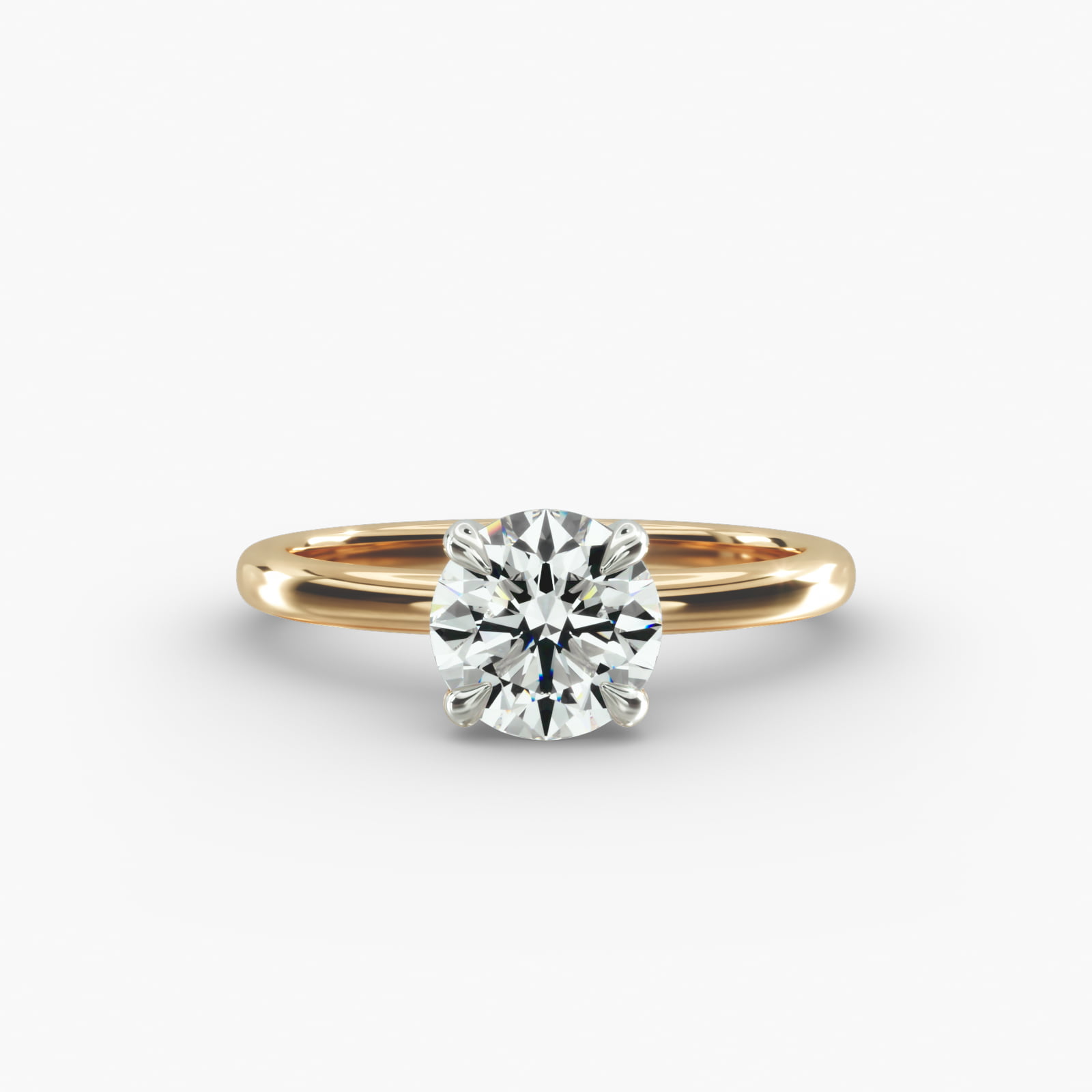 Round 1 CT Certified Lab-Grown Diamond Claw Prong Flush Fit Solitaire Engagement Ring In 14K Yellow Gold