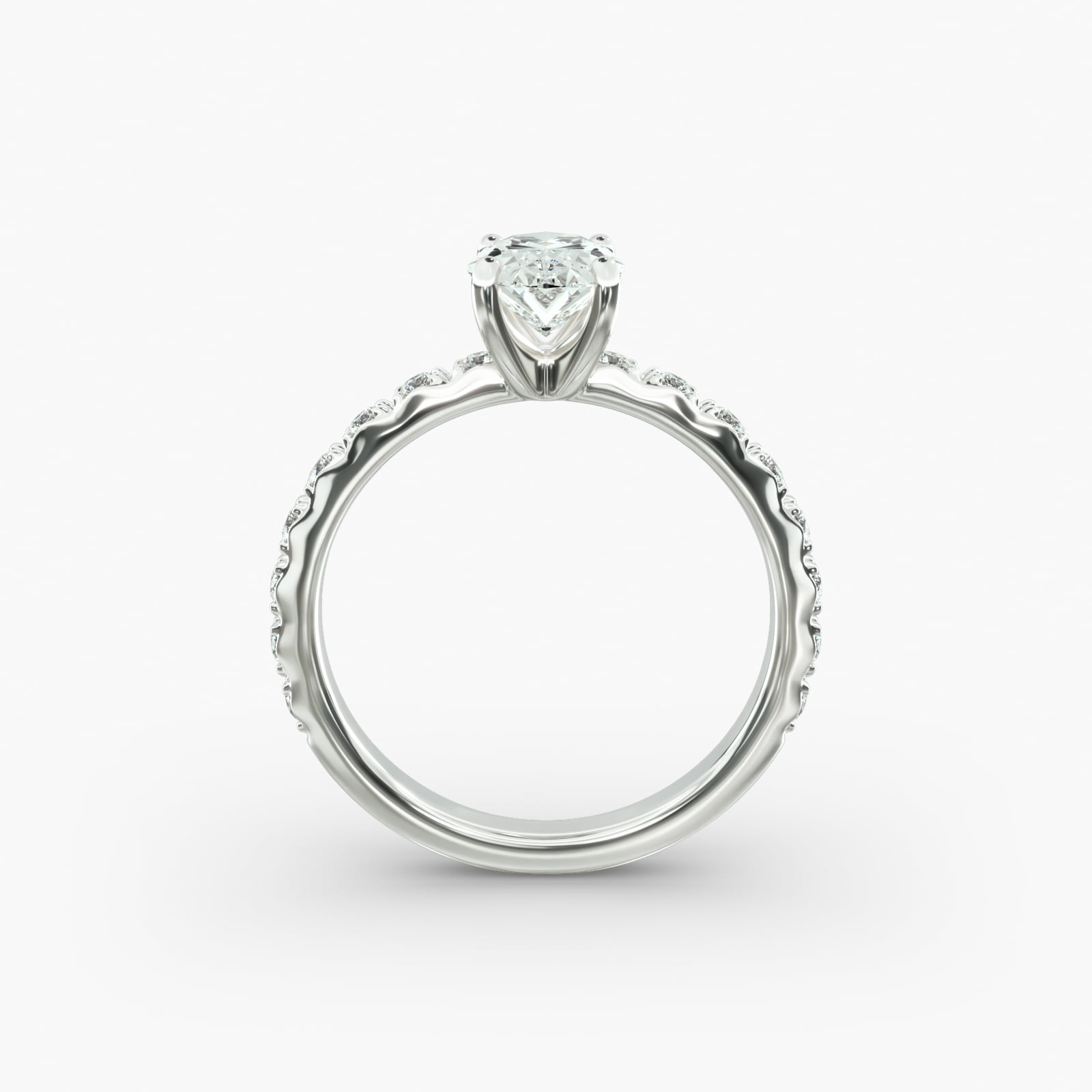 French Cut Pavé Diamond Engagement Ring In Platinum