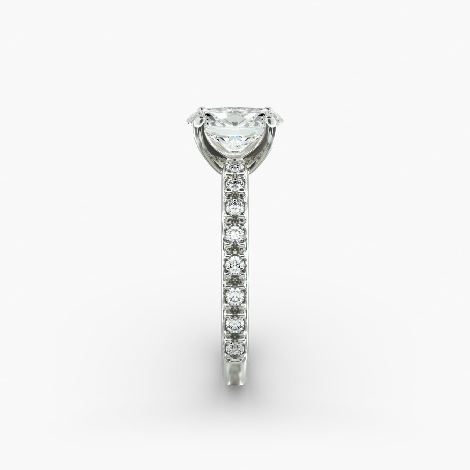 French Cut Pavé Diamond Engagement Ring In Platinum