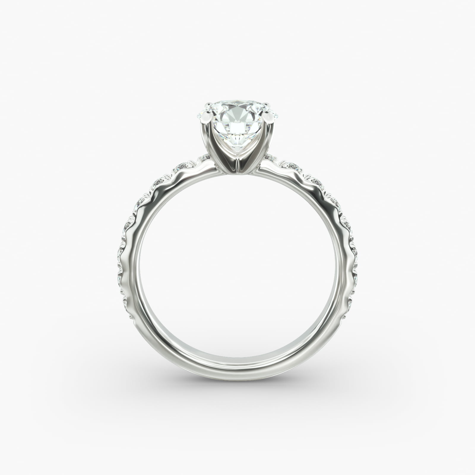 French Cut Pavé Diamond Engagement Ring In Platinum
