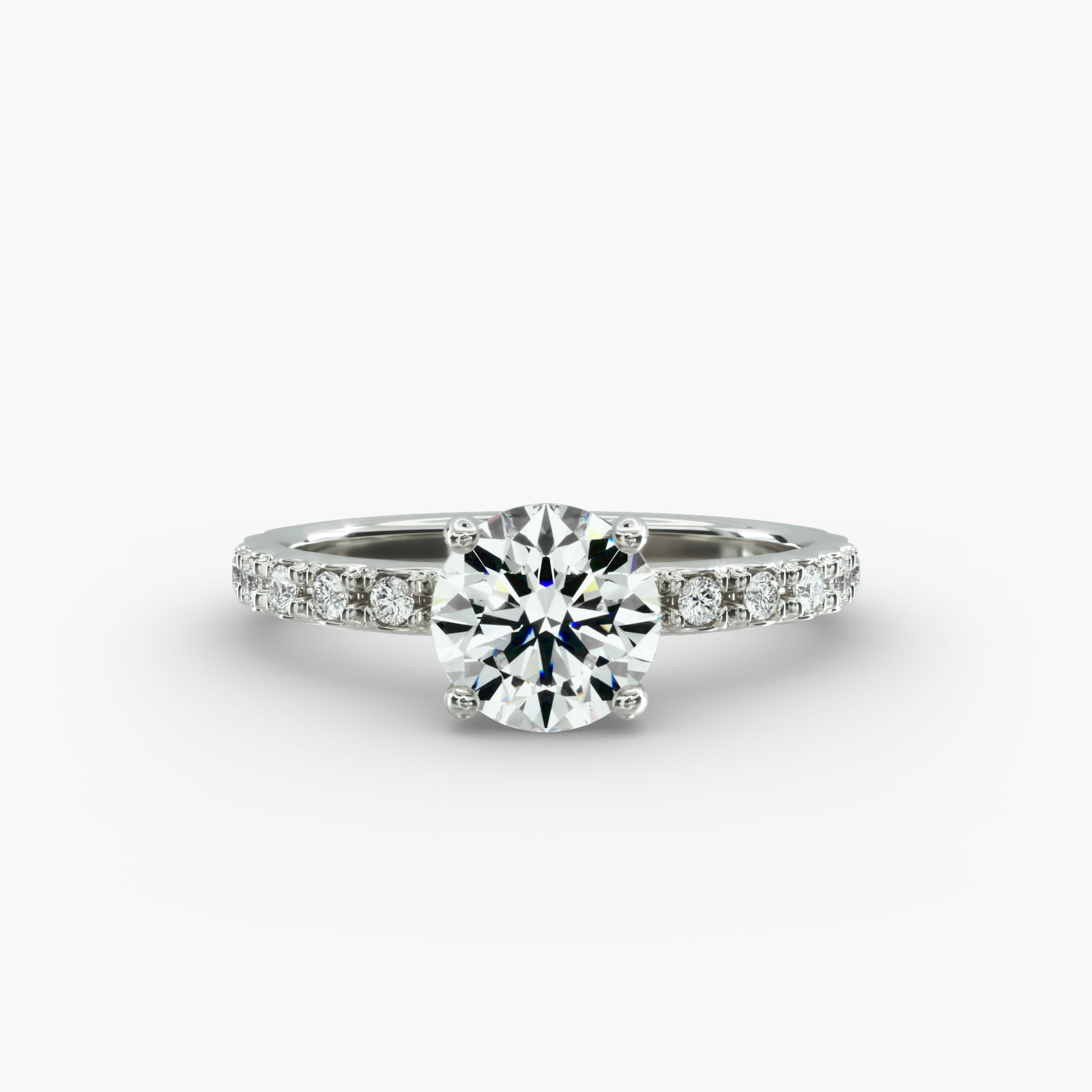 French Cut Pavé Diamond Engagement Ring In Platinum