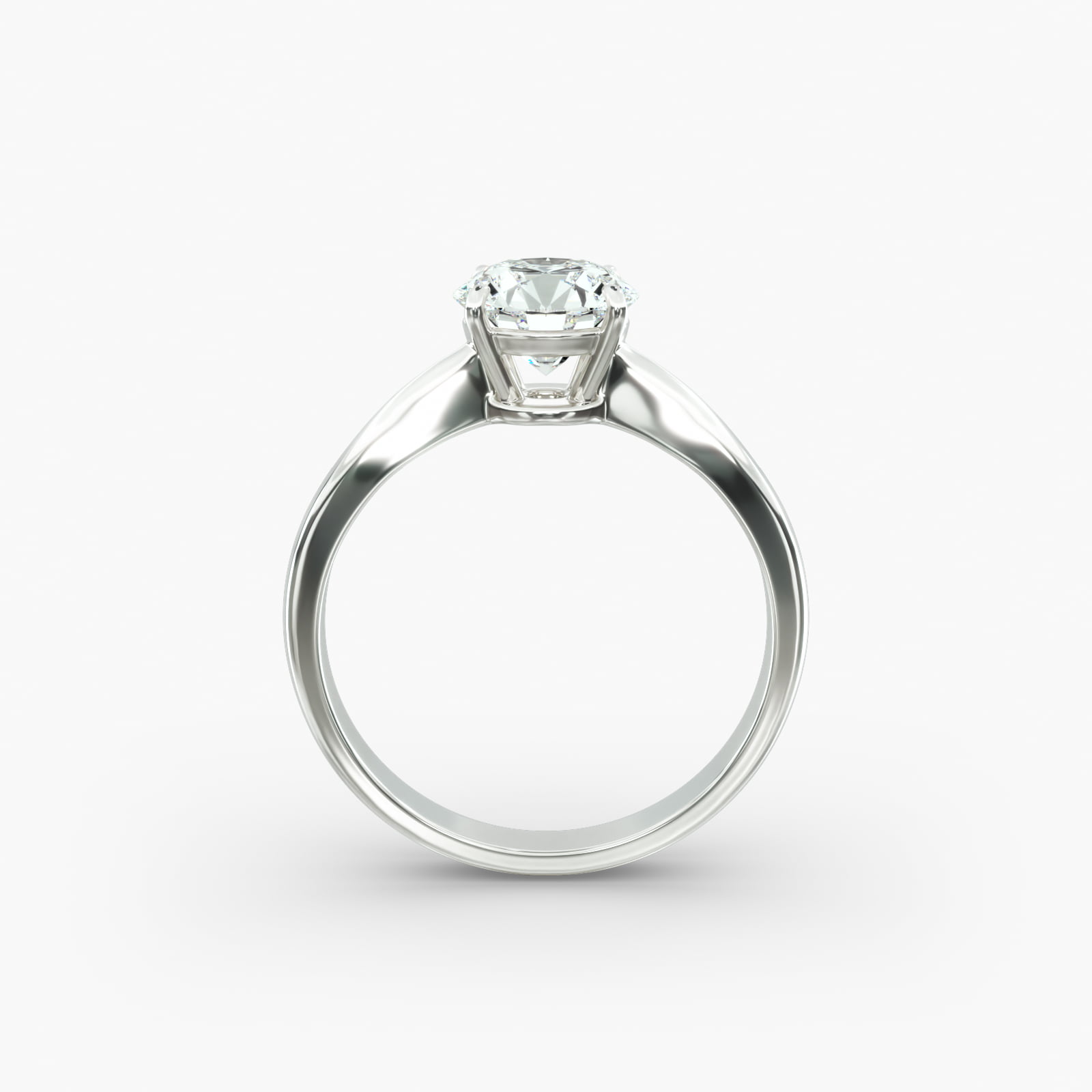 Solitaire Engagement Ring With Wire Basket In 14K White Gold