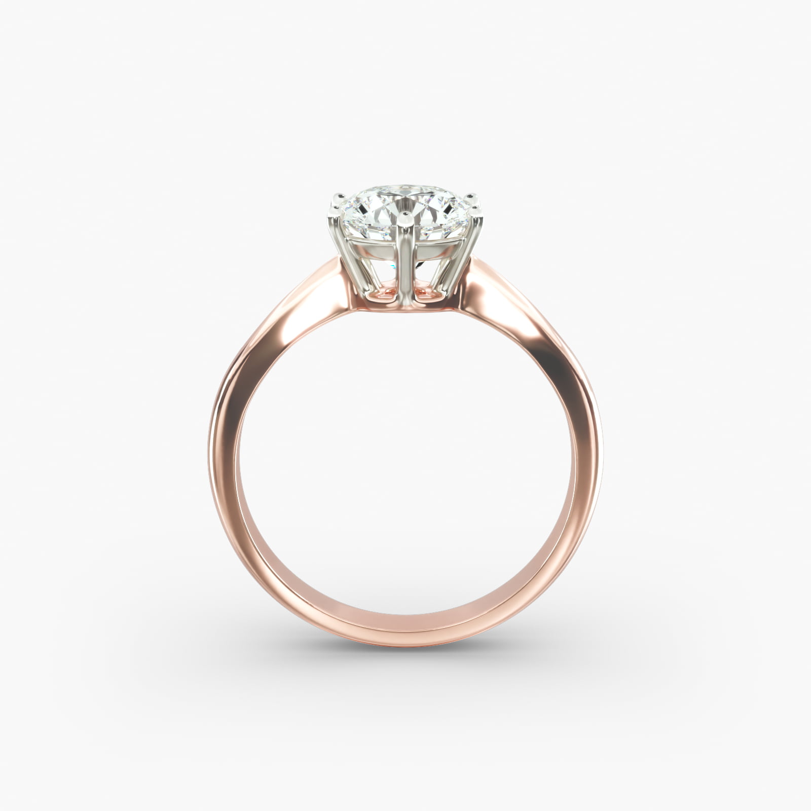 Six Prong Solitaire Engagement Ring With Wire Basket In 14K Rose Gold