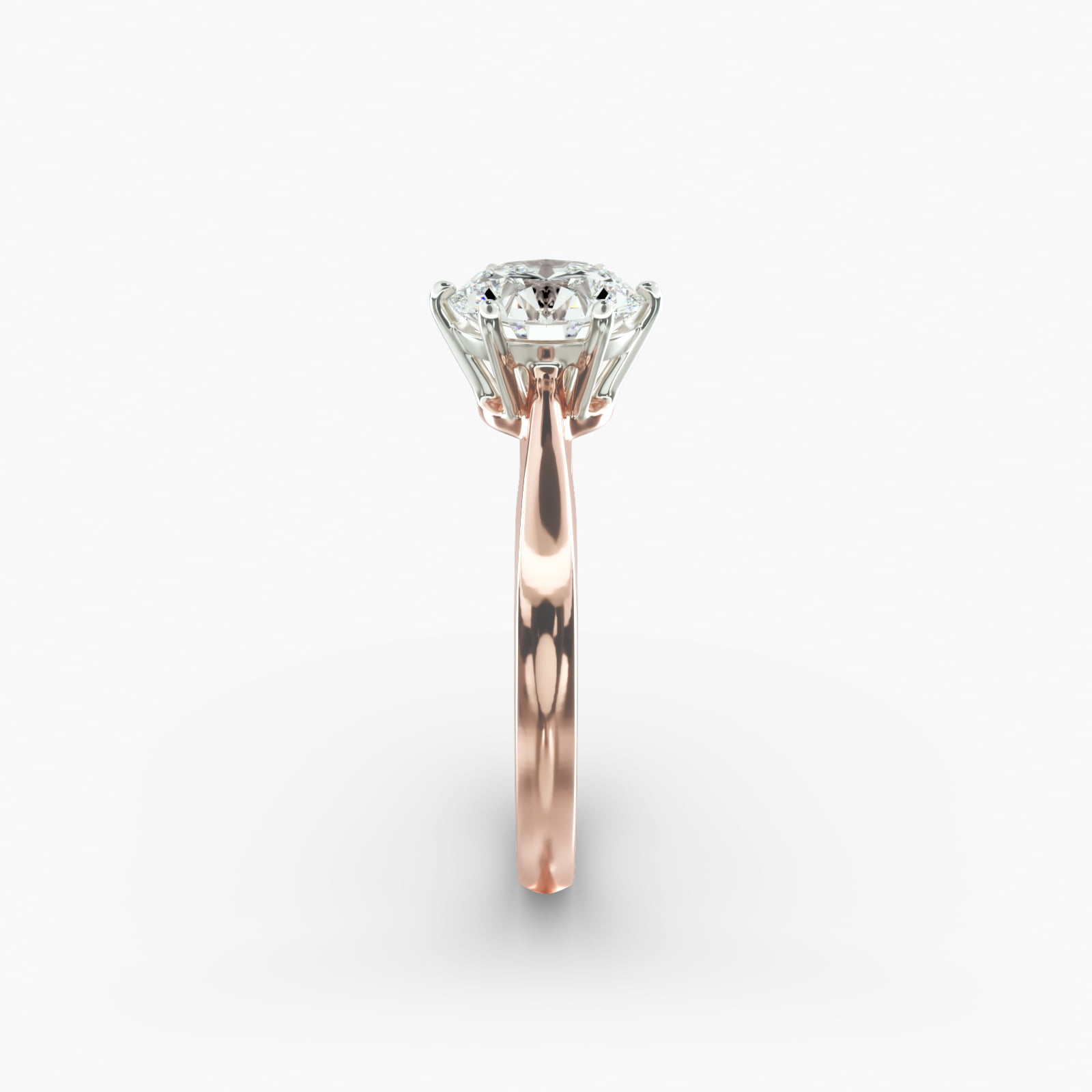 Six Prong Solitaire Engagement Ring With Wire Basket In 14K Rose Gold