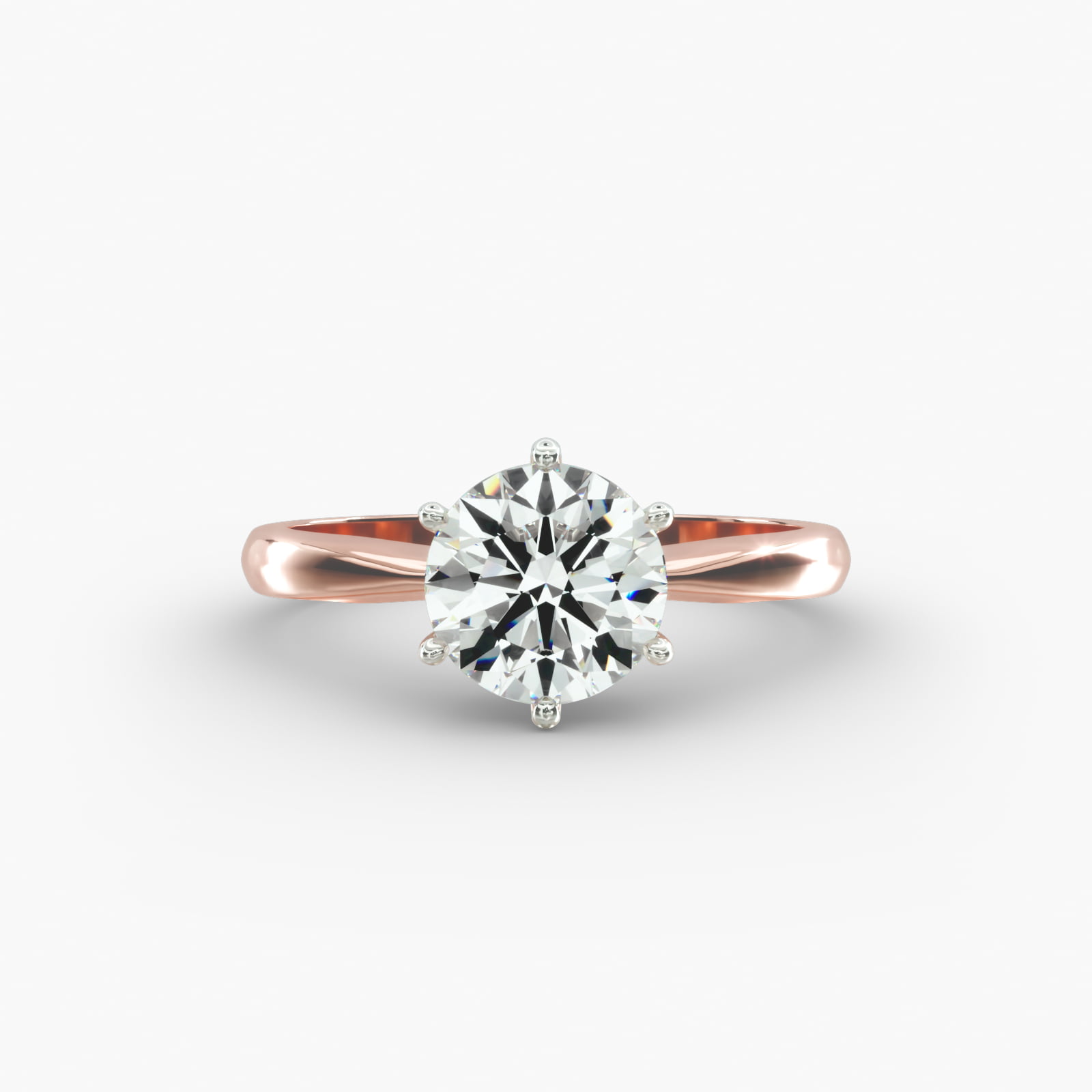 Six Prong Solitaire Engagement Ring With Wire Basket In 14K Rose Gold