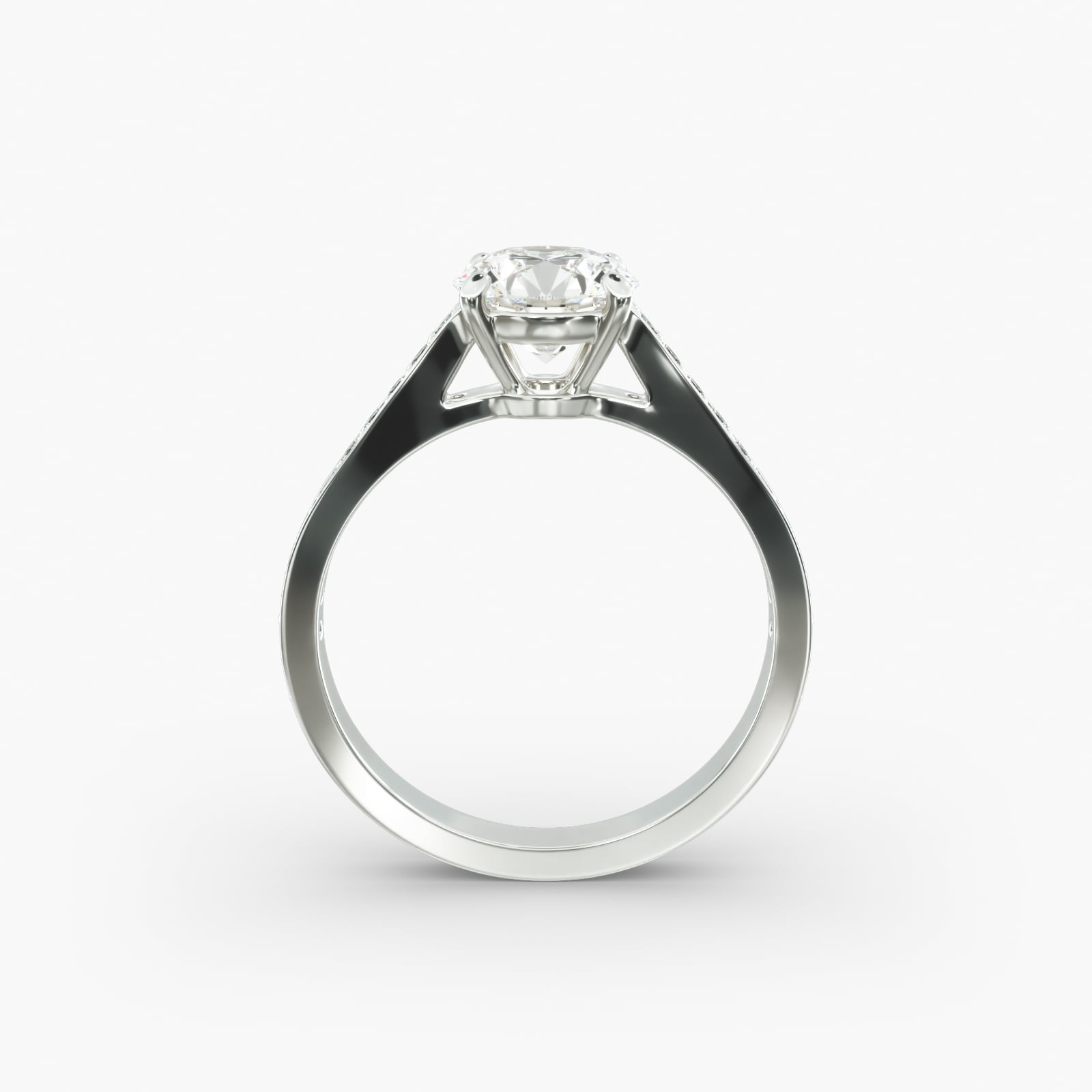 Diamond Pavé Engagement Ring In 14K White Gold