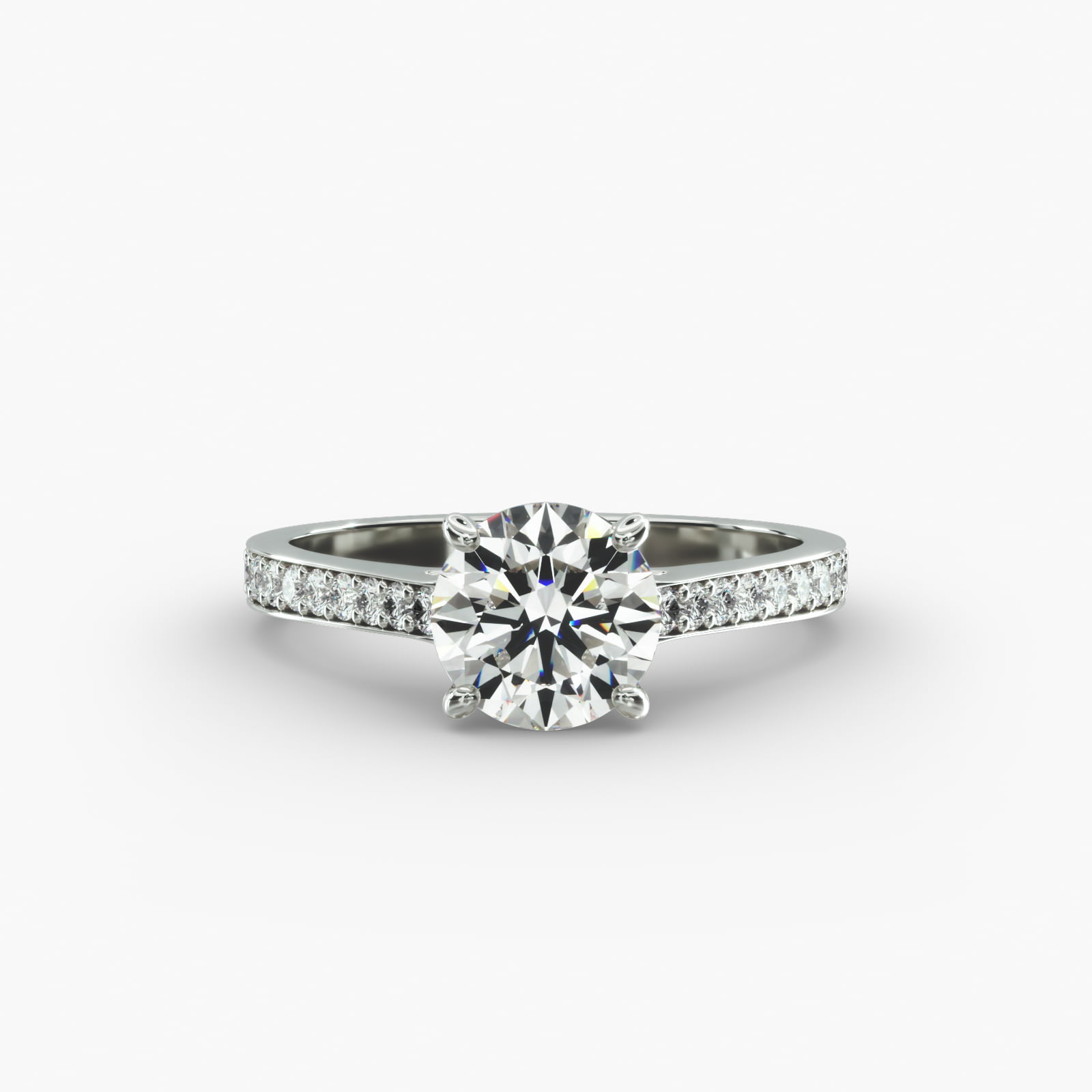 Diamond Pavé Engagement Ring In 14K White Gold