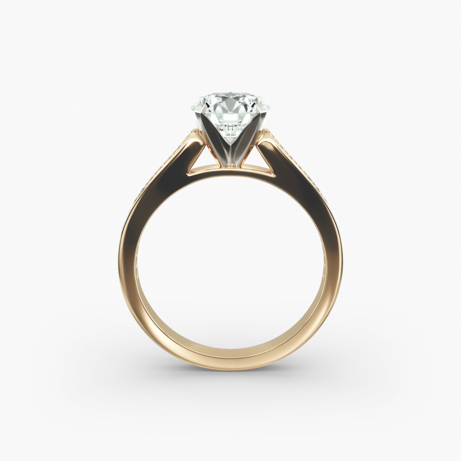 Thin Engagement Ring With Channel Set Round Diamonds In 18K Yellow Gold