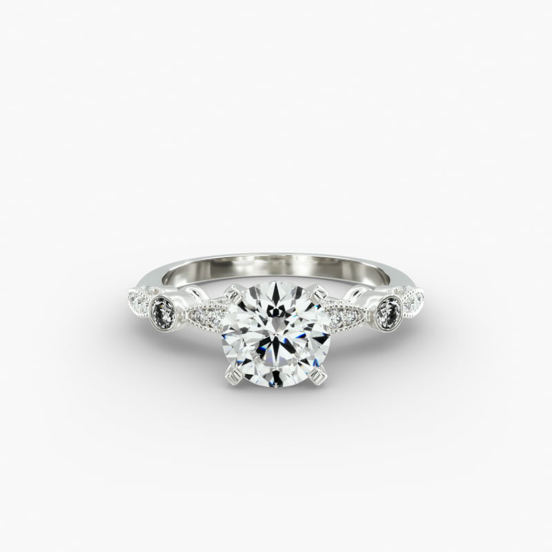 Bezel And Pavé Set Vintage-Style Engagement Ring In Platinum