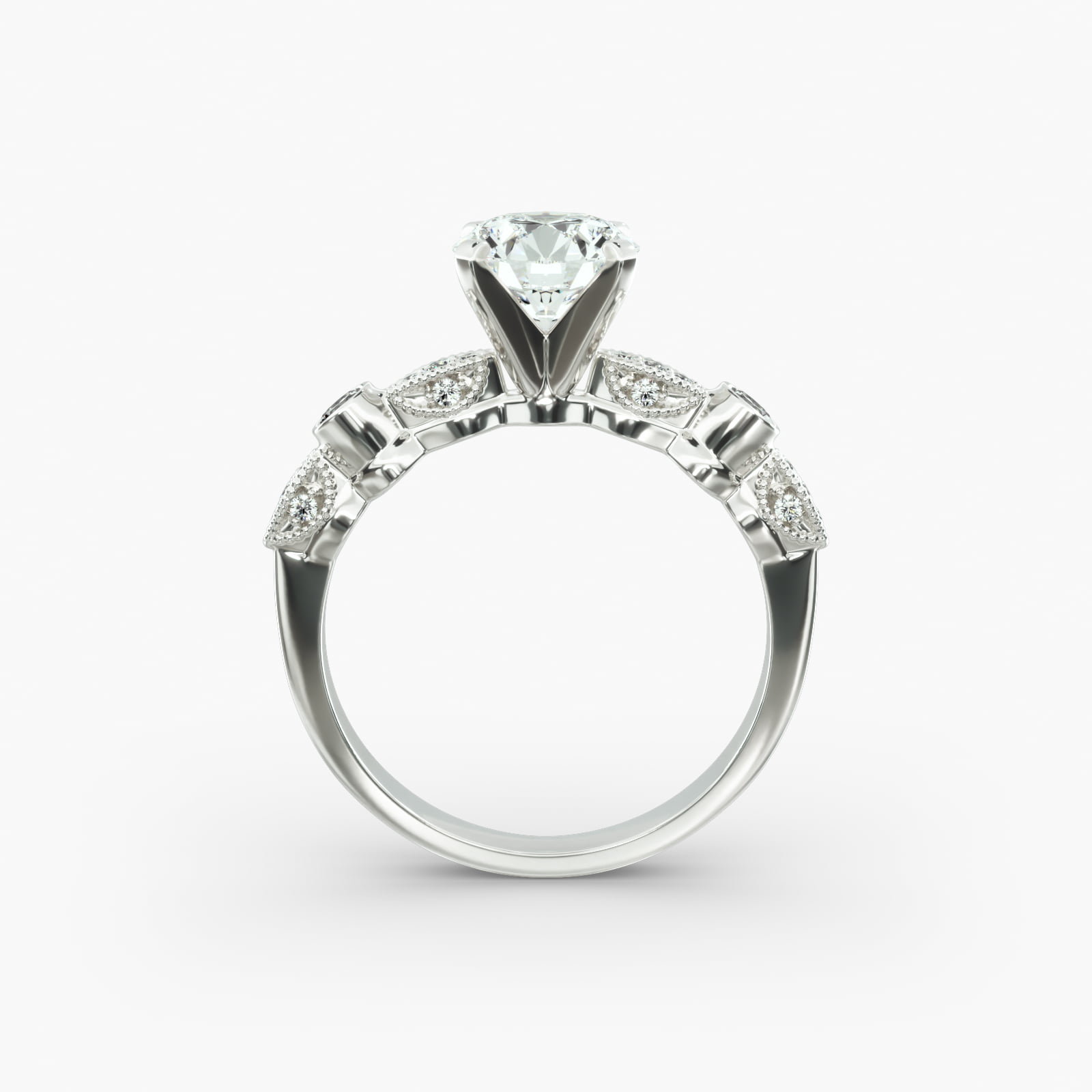 Bezel And Pavé Set Vintage-Style Engagement Ring In Platinum