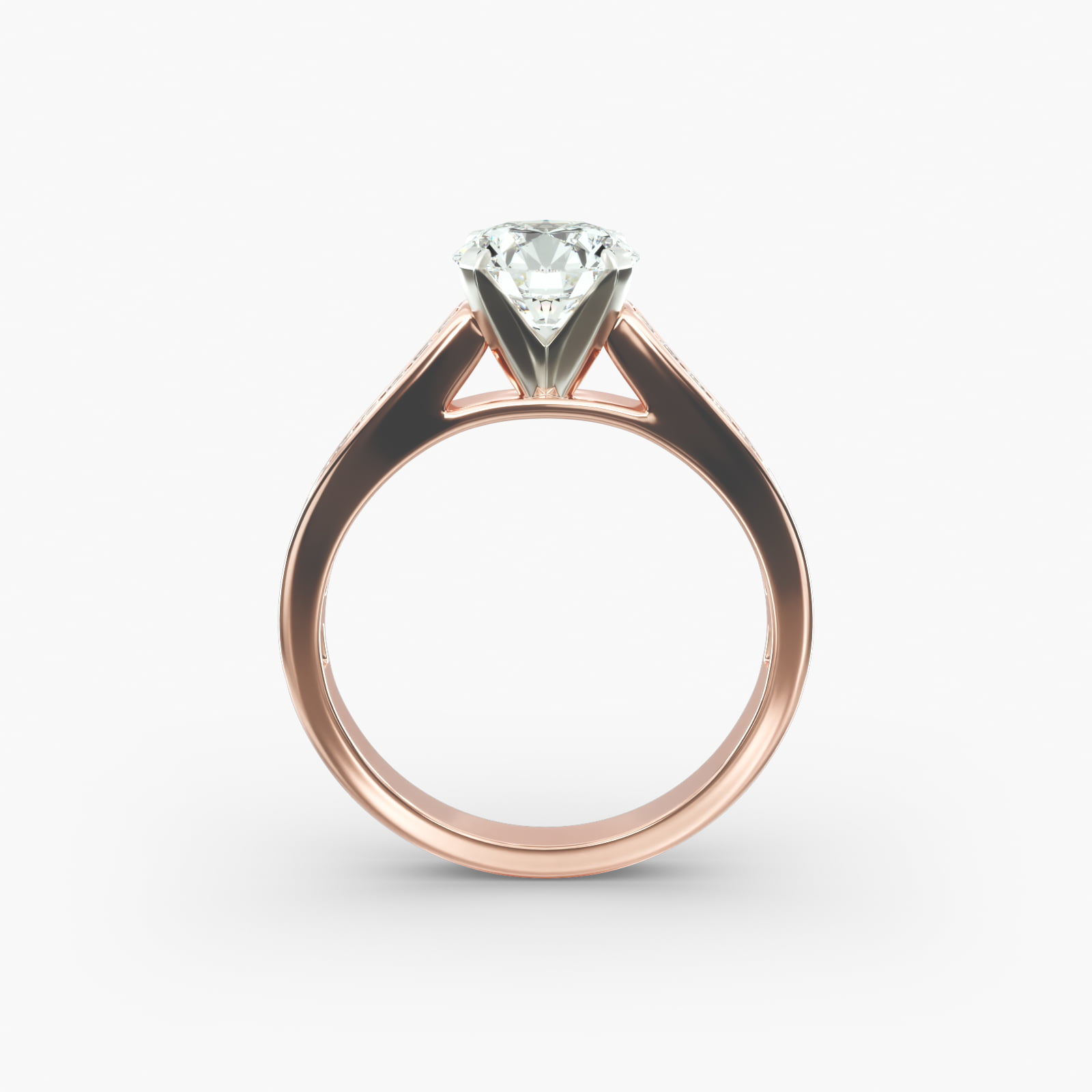 14K Rose Gold Thin Channel Set Princess Shaped Diamond Engagement Ring