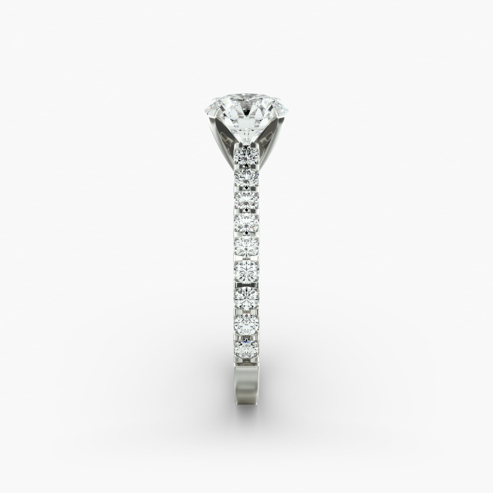 Common Prong Diamond Pavé Engagement Ring In 14K White Gold