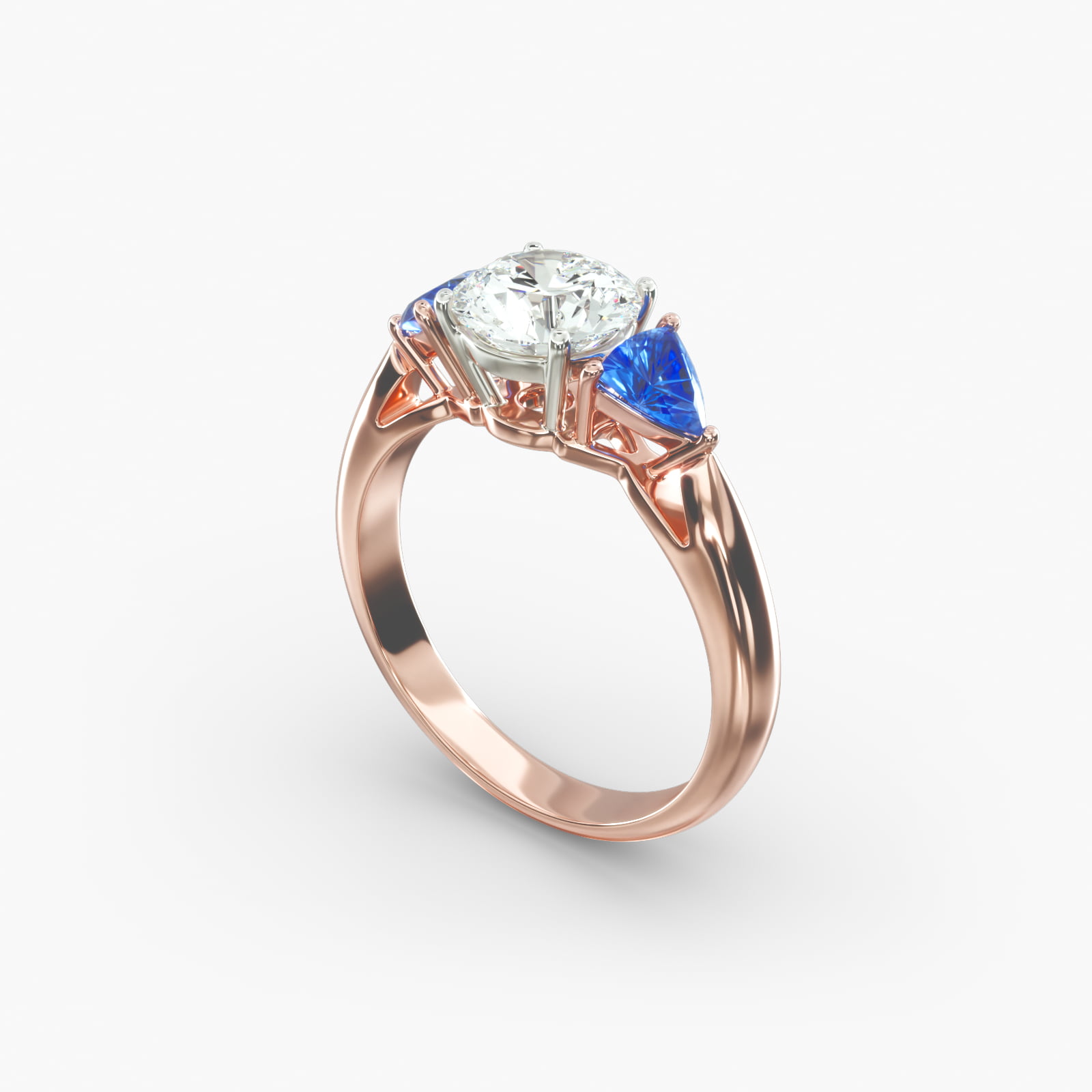 Rose Gold Ring Light Blue Stone Engagement Ring Pink Sapphire Rose