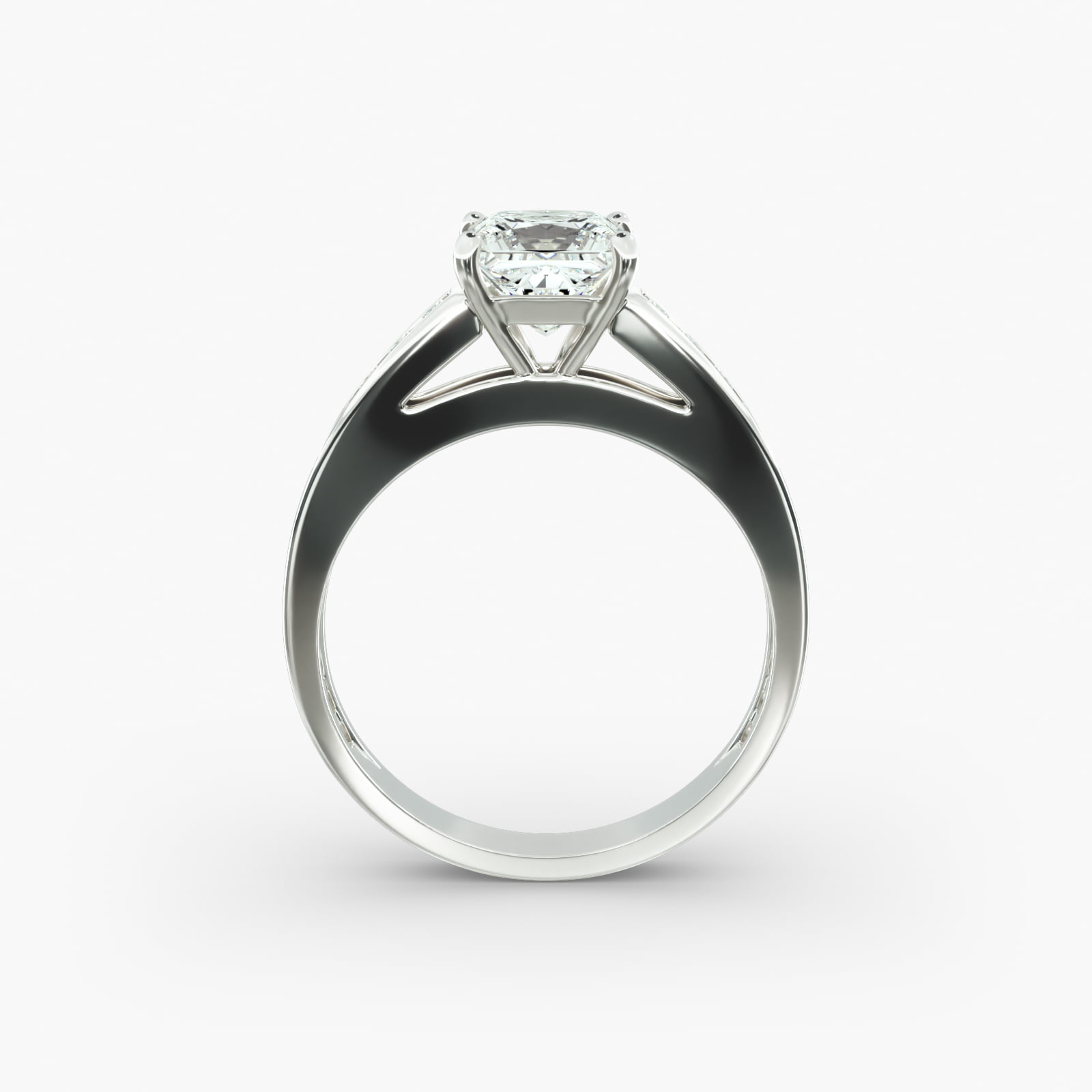 Engagement Ring With Channel Set Round Diamonds In 14K White Gold