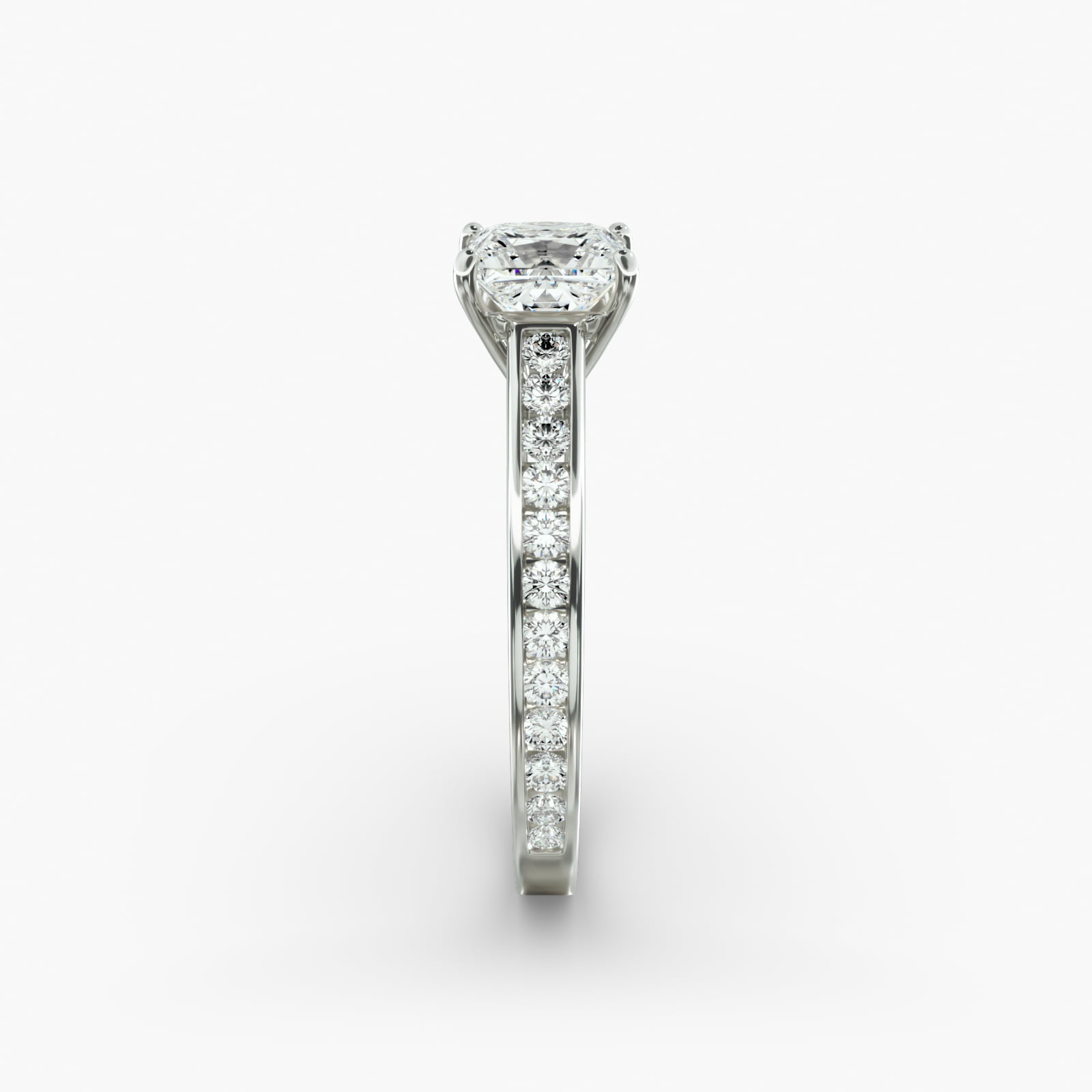 Engagement Ring With Channel Set Round Diamonds In 14K White Gold