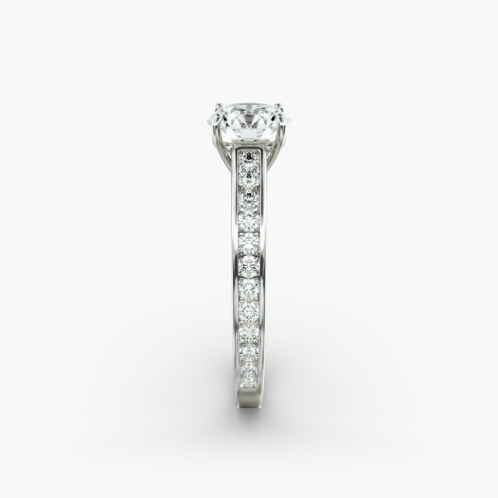 Engagement Ring With Channel Set Round Diamonds In 14K White Gold