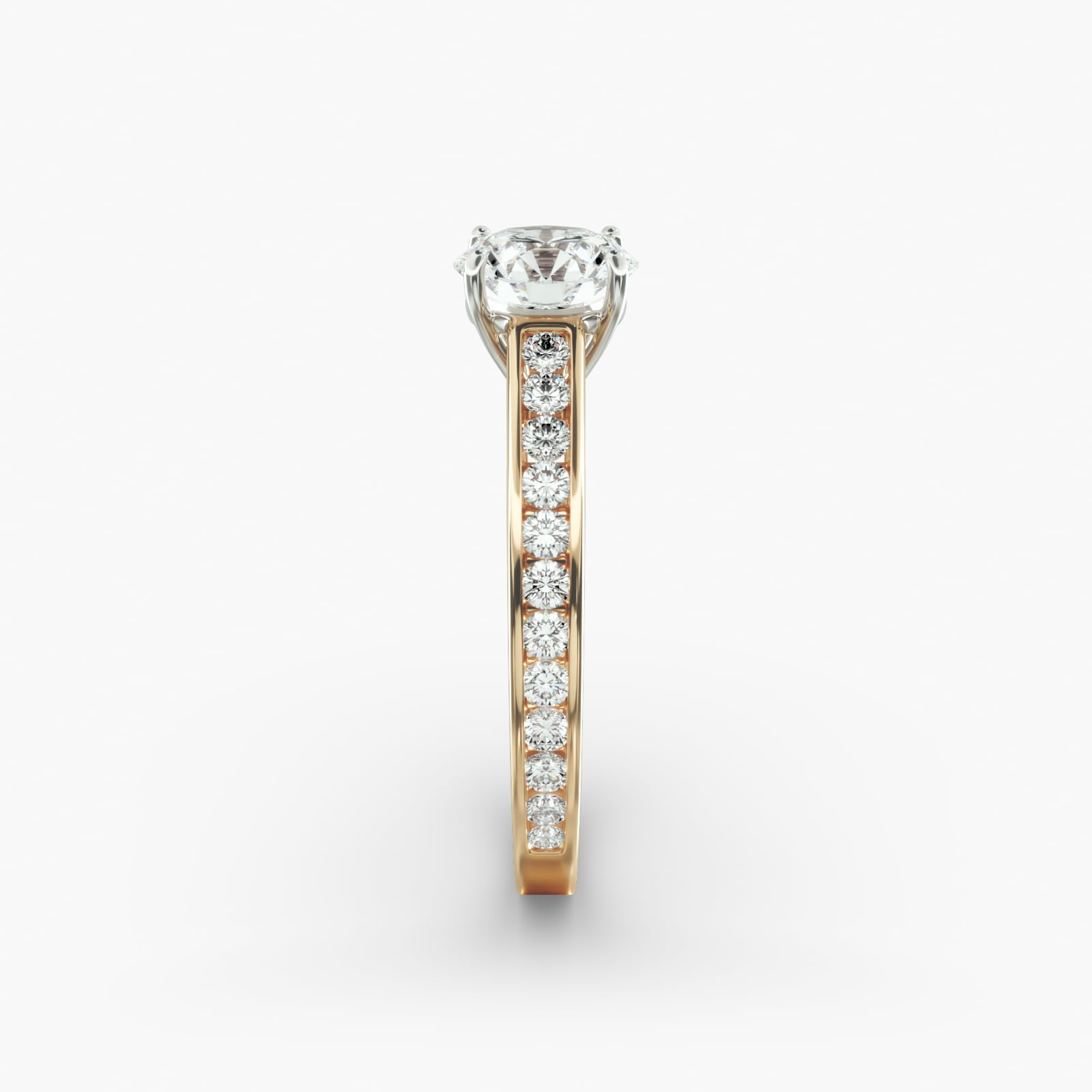 Engagement Ring With Channel Set Round Diamonds In 14K Yellow Gold