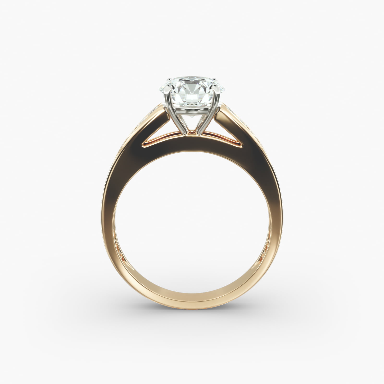 Engagement Ring With Channel Set Princess Cut Diamonds In 14K Yellow Gold