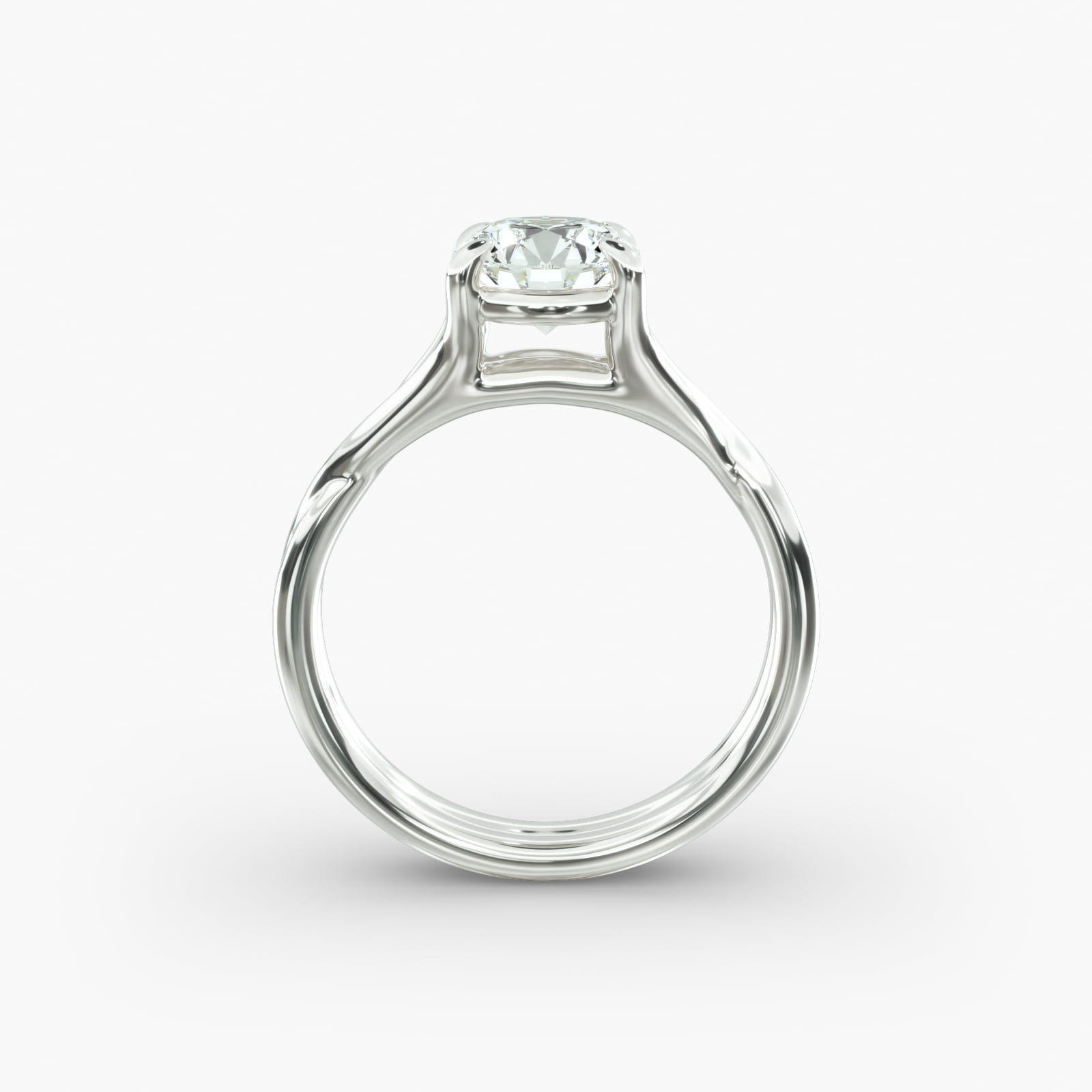 Twisted Shank Contemporary Solitaire Engagement Ring In Platinum