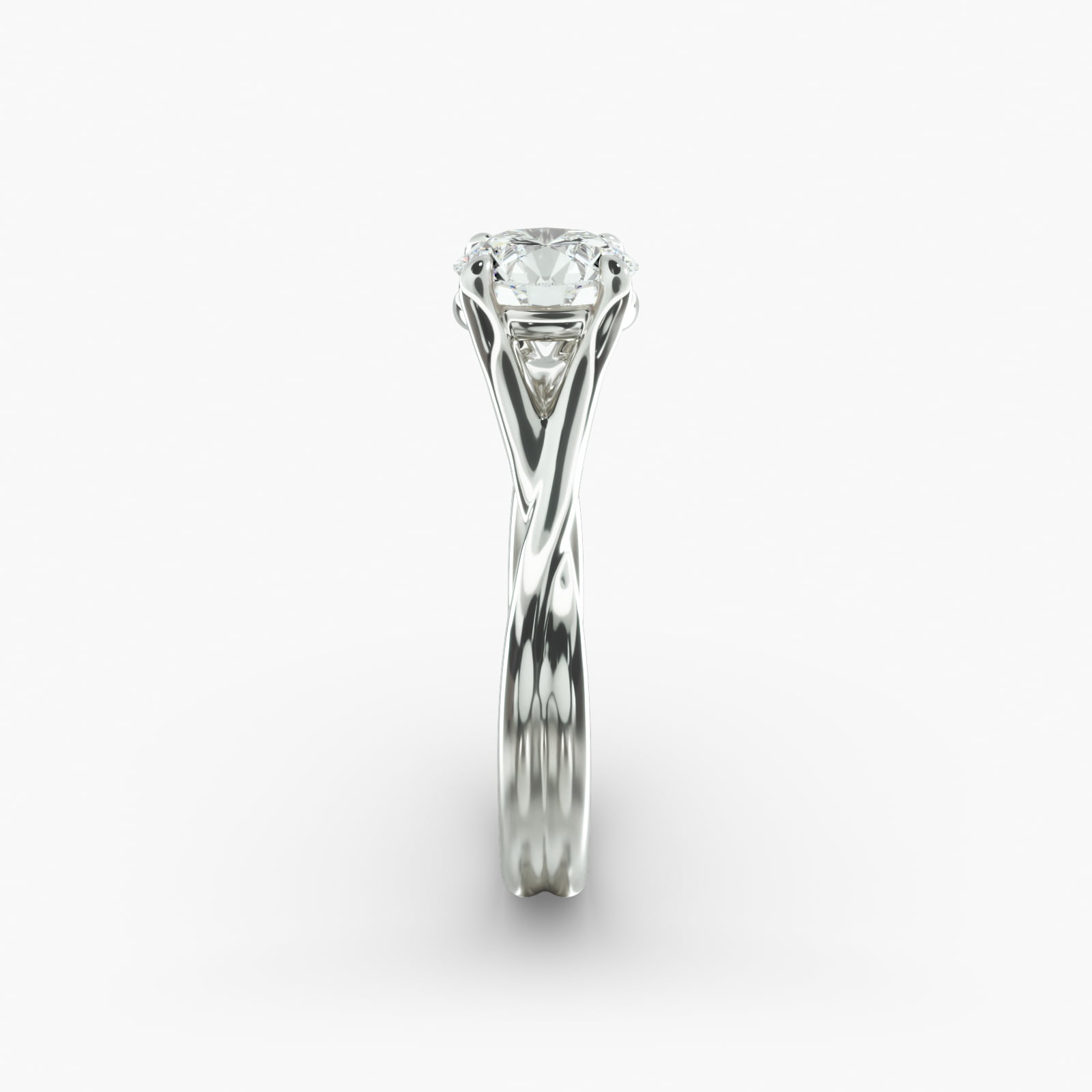 Twisted Shank Contemporary Solitaire Engagement Ring In Platinum