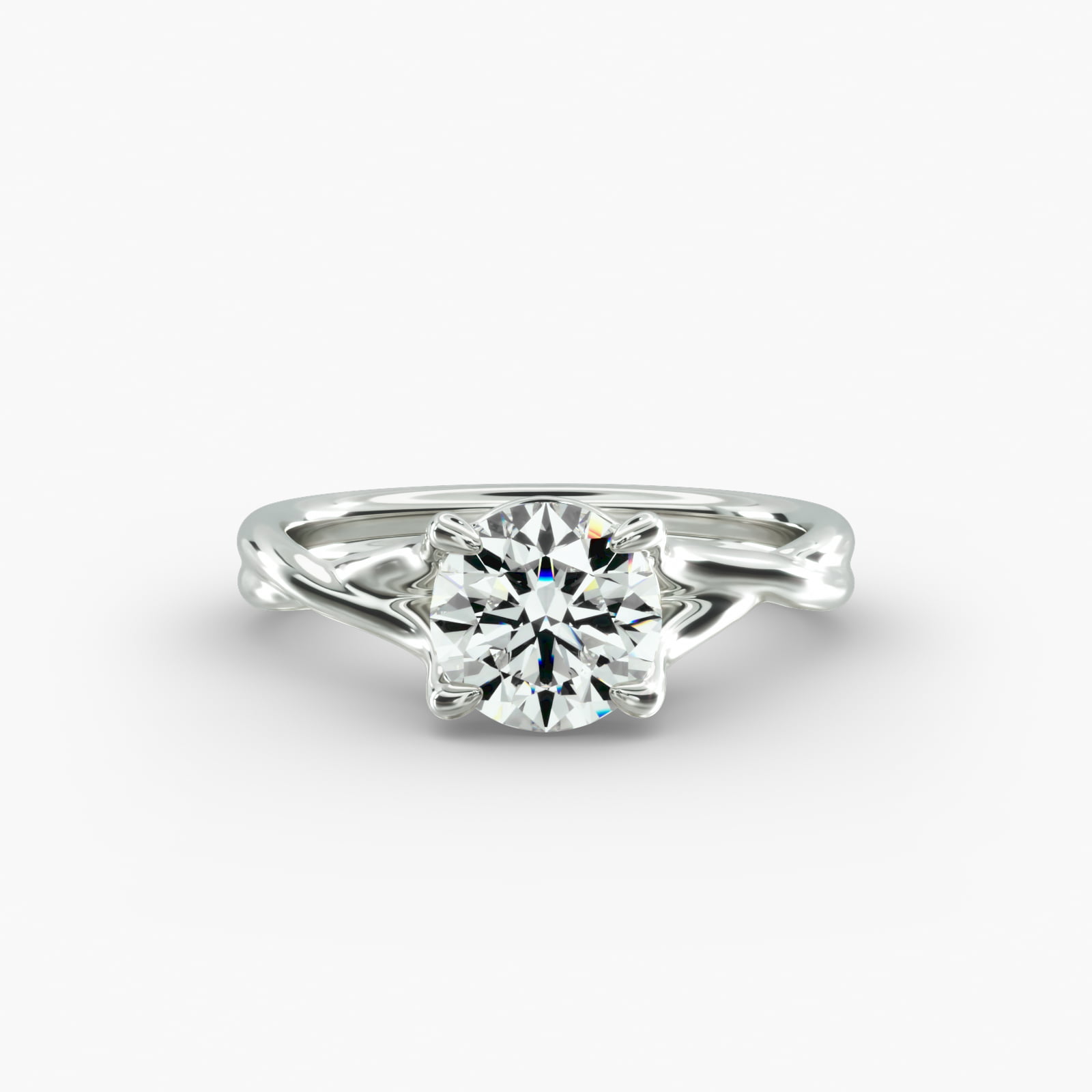 Twisted Shank Contemporary Solitaire Engagement Ring In Platinum